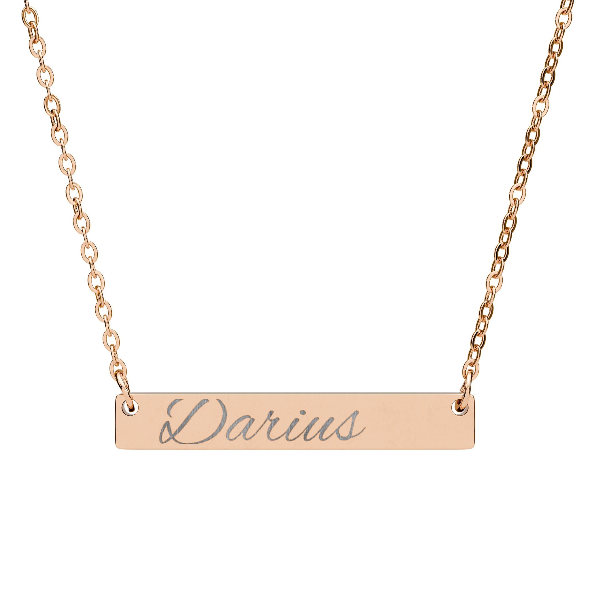 Engraved Horizontal Bar Necklace — Personalized Name Plate Necklace