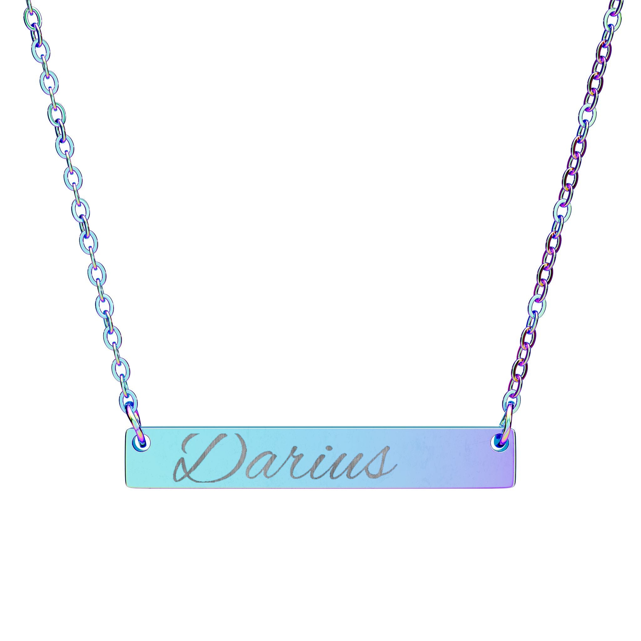 Engraved Horizontal Bar Necklace — Personalized Name Plate Necklace