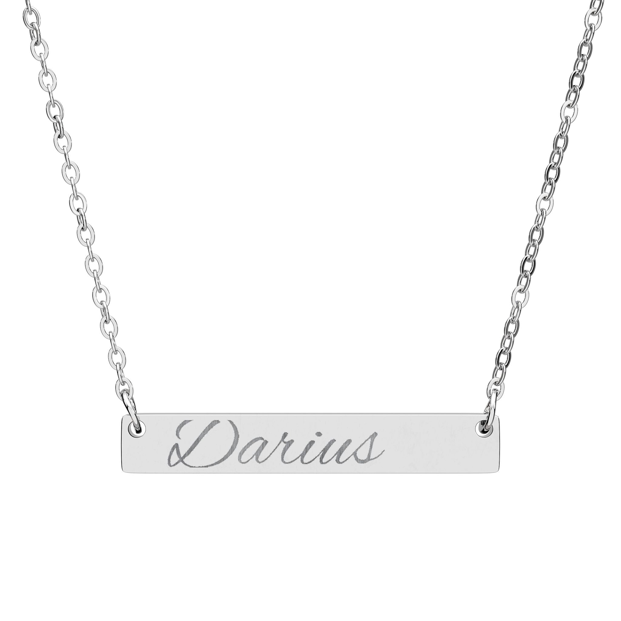 Engraved Horizontal Bar Necklace — Personalized Name Plate Necklace