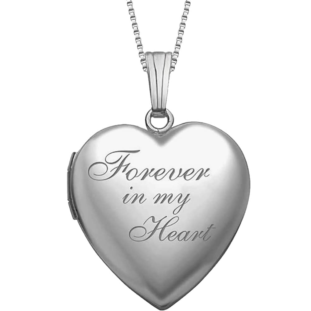 PicturesOnGold.com Forever In My Heart Locket Necklace for Women That Hold Pictures in Silver or Yellow Gold.