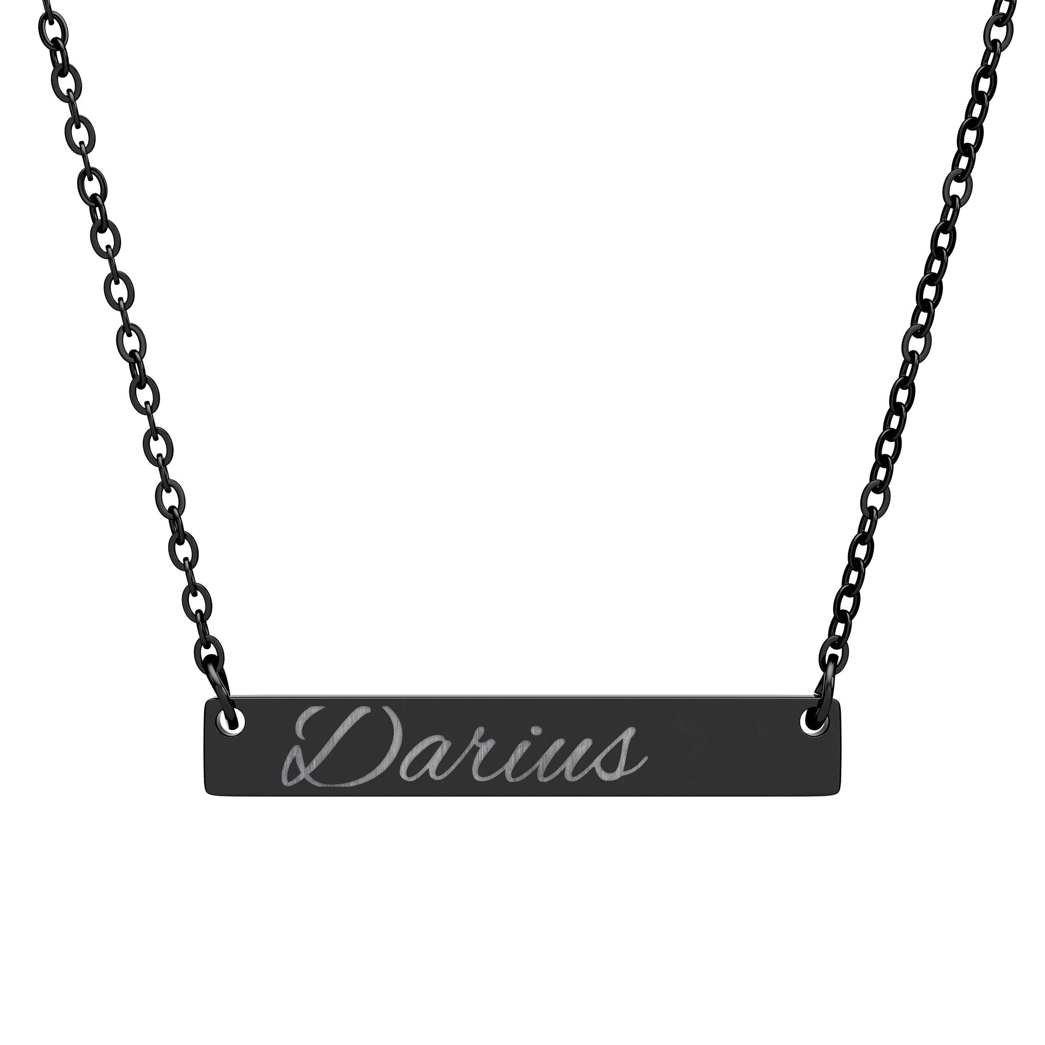 Engraved Horizontal Bar Necklace — Personalized Name Plate Necklace