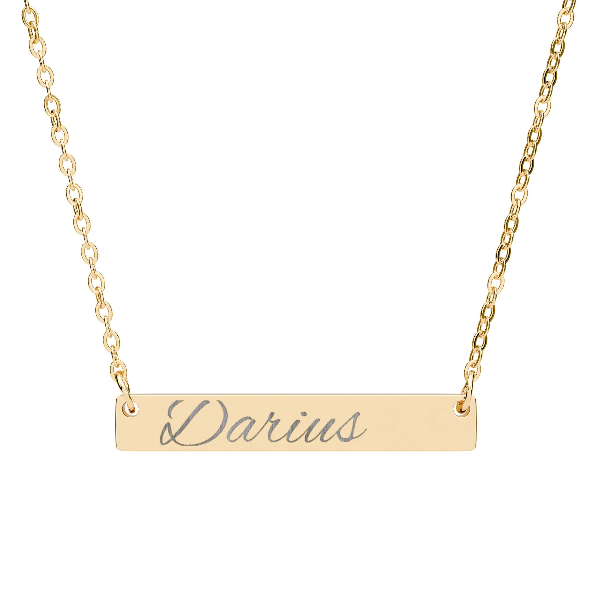 Engraved Horizontal Bar Necklace — Personalized Name Plate Necklace