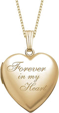 PicturesOnGold.com Forever In My Heart Locket Necklace for Women That Hold Pictures in Silver or Yellow Gold.