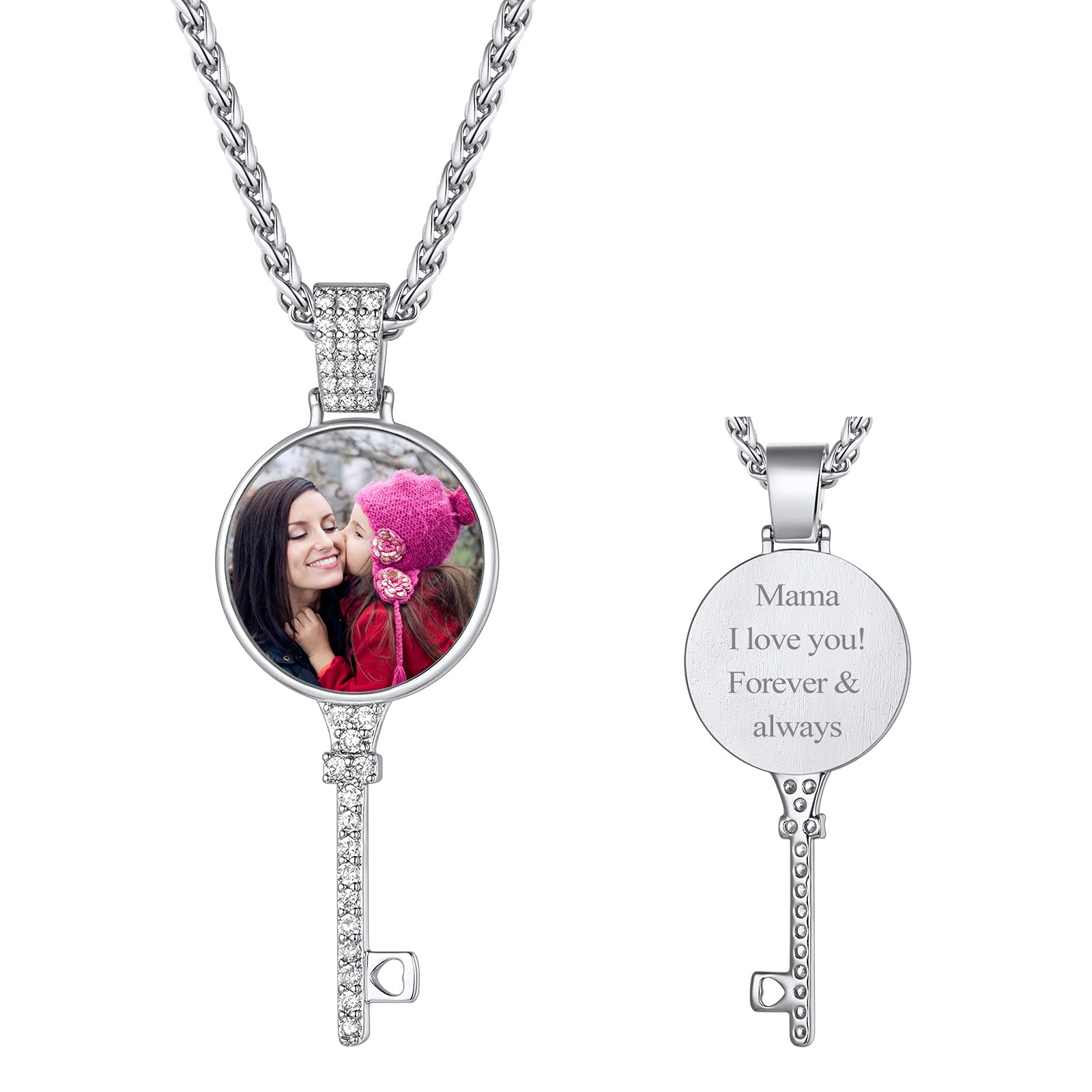 FindChic Creative Photo Necklace Personalized for Men Women Dog Tag/Square/Round/Angel Wing/Cat/Oval Shaped Stainless Steel/18K Gold Plated Picture Pendant Custom Text Memorial Jewelry, with Gift Box