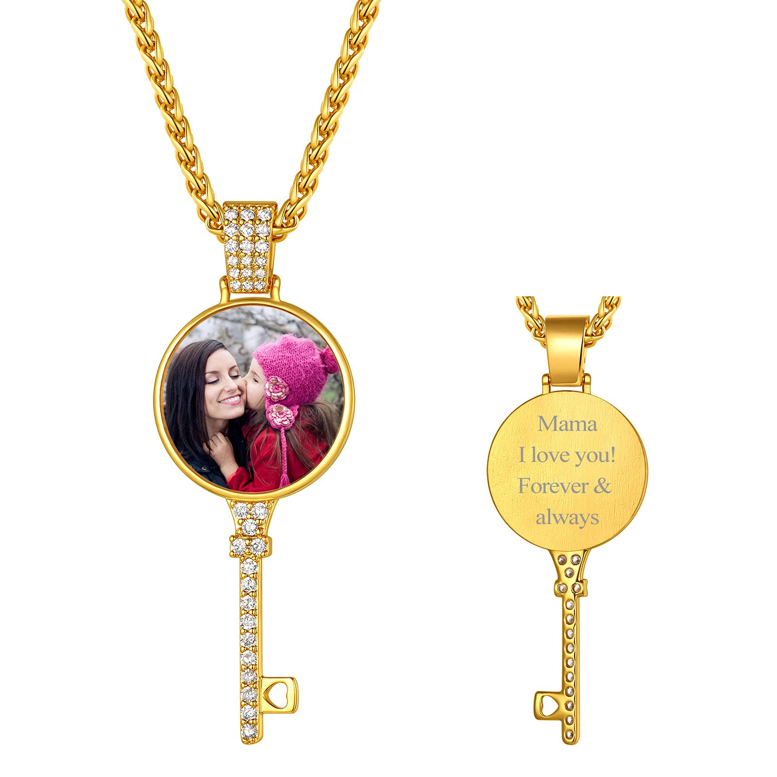 FindChic Creative Photo Necklace Personalized for Men Women Dog Tag/Square/Round/Angel Wing/Cat/Oval Shaped Stainless Steel/18K Gold Plated Picture Pendant Custom Text Memorial Jewelry, with Gift Box