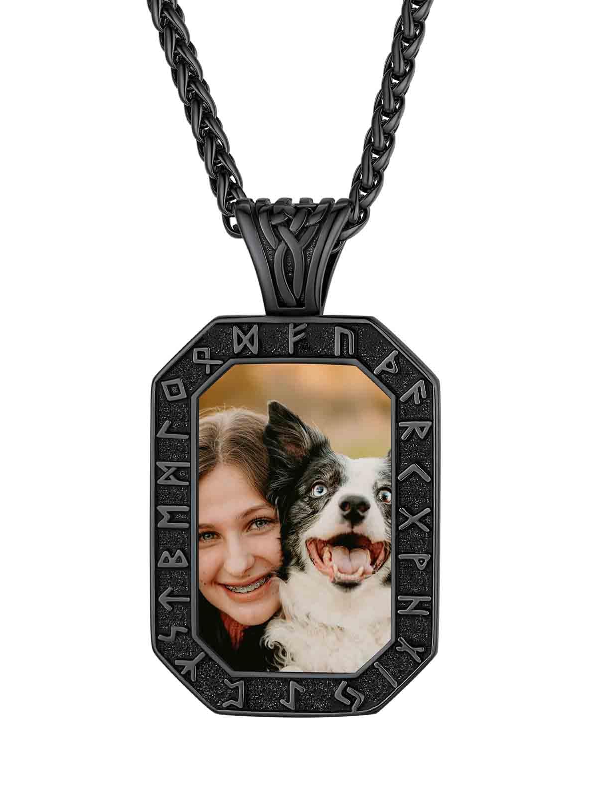 FindChic Creative Photo Necklace Personalized for Men Women Dog Tag/Square/Round/Angel Wing/Cat/Oval Shaped Stainless Steel/18K Gold Plated Picture Pendant Custom Text Memorial Jewelry, with Gift Box