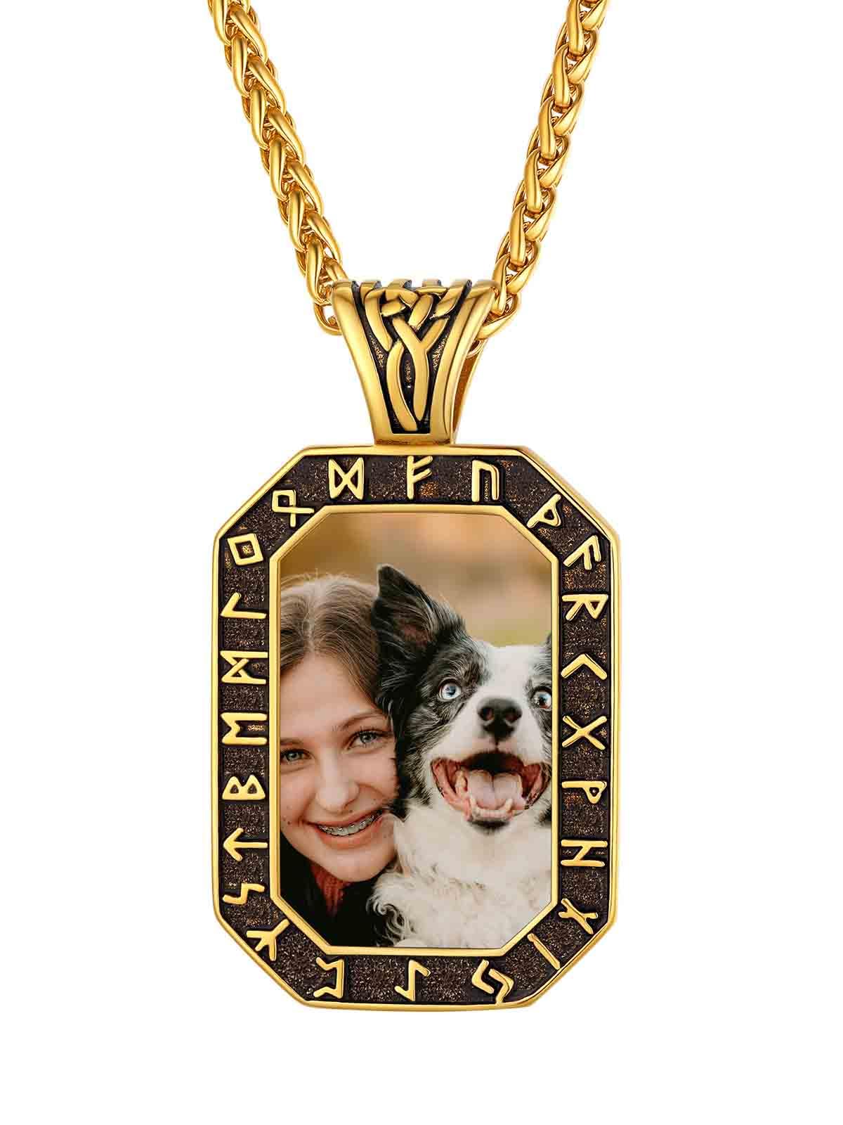 FindChic Creative Photo Necklace Personalized for Men Women Dog Tag/Square/Round/Angel Wing/Cat/Oval Shaped Stainless Steel/18K Gold Plated Picture Pendant Custom Text Memorial Jewelry, with Gift Box