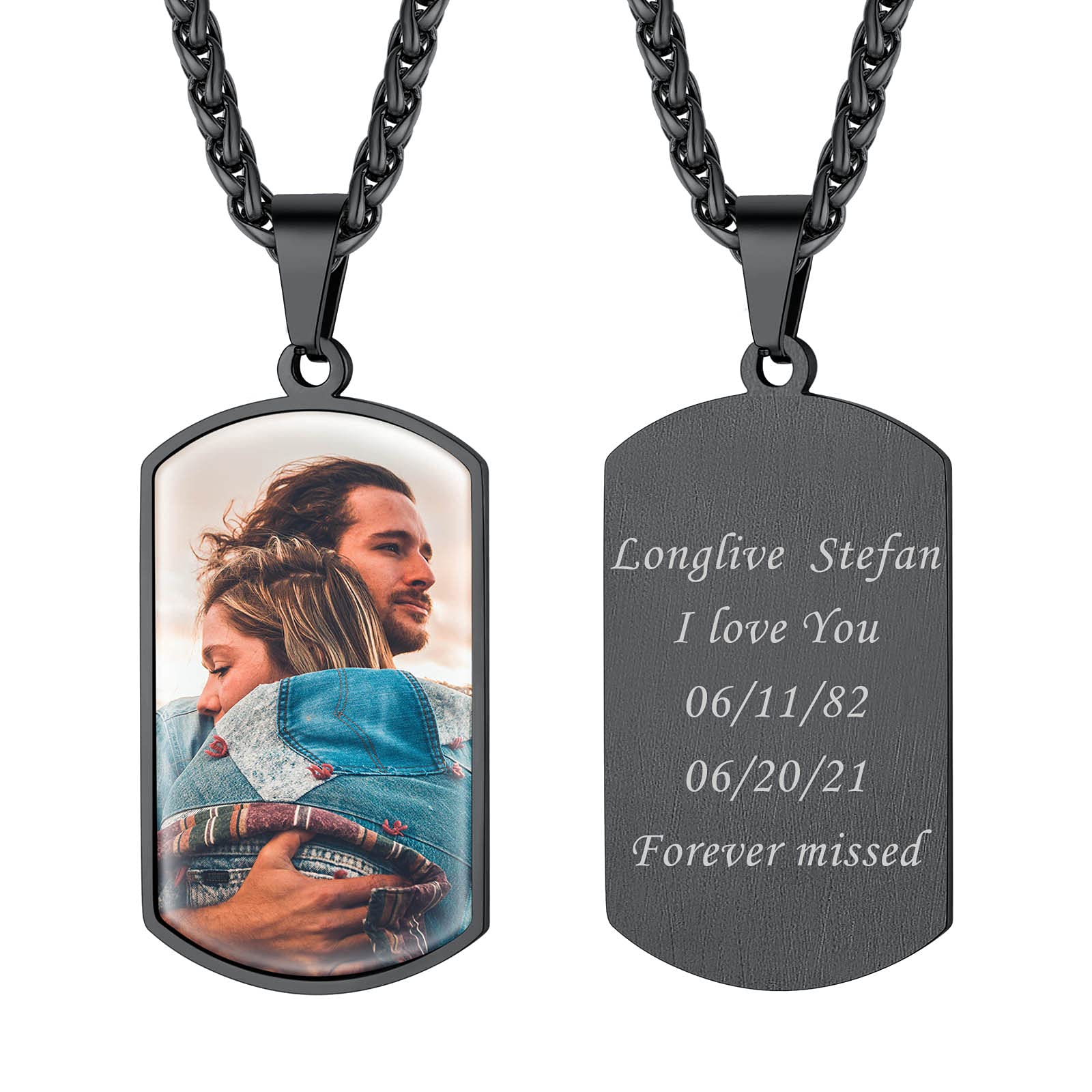 FindChic Creative Photo Necklace Personalized for Men Women Dog Tag/Square/Round/Angel Wing/Cat/Oval Shaped Stainless Steel/18K Gold Plated Picture Pendant Custom Text Memorial Jewelry, with Gift Box