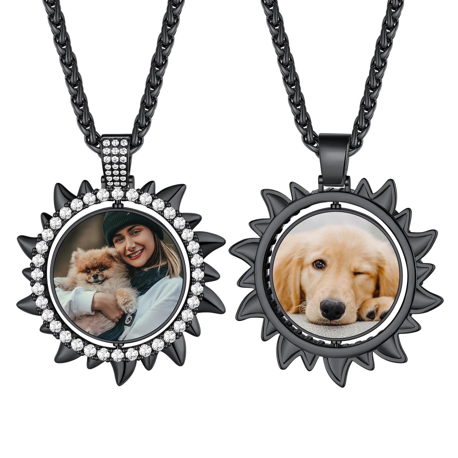 FindChic Creative Photo Necklace Personalized for Men Women Dog Tag/Square/Round/Angel Wing/Cat/Oval Shaped Stainless Steel/18K Gold Plated Picture Pendant Custom Text Memorial Jewelry, with Gift Box