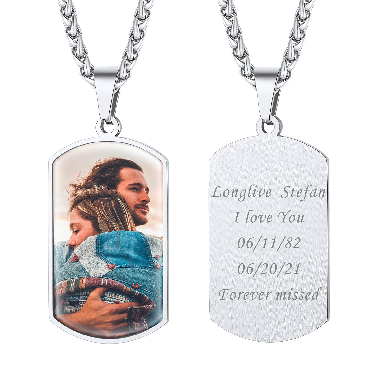 FindChic Creative Photo Necklace Personalized for Men Women Dog Tag/Square/Round/Angel Wing/Cat/Oval Shaped Stainless Steel/18K Gold Plated Picture Pendant Custom Text Memorial Jewelry, with Gift Box