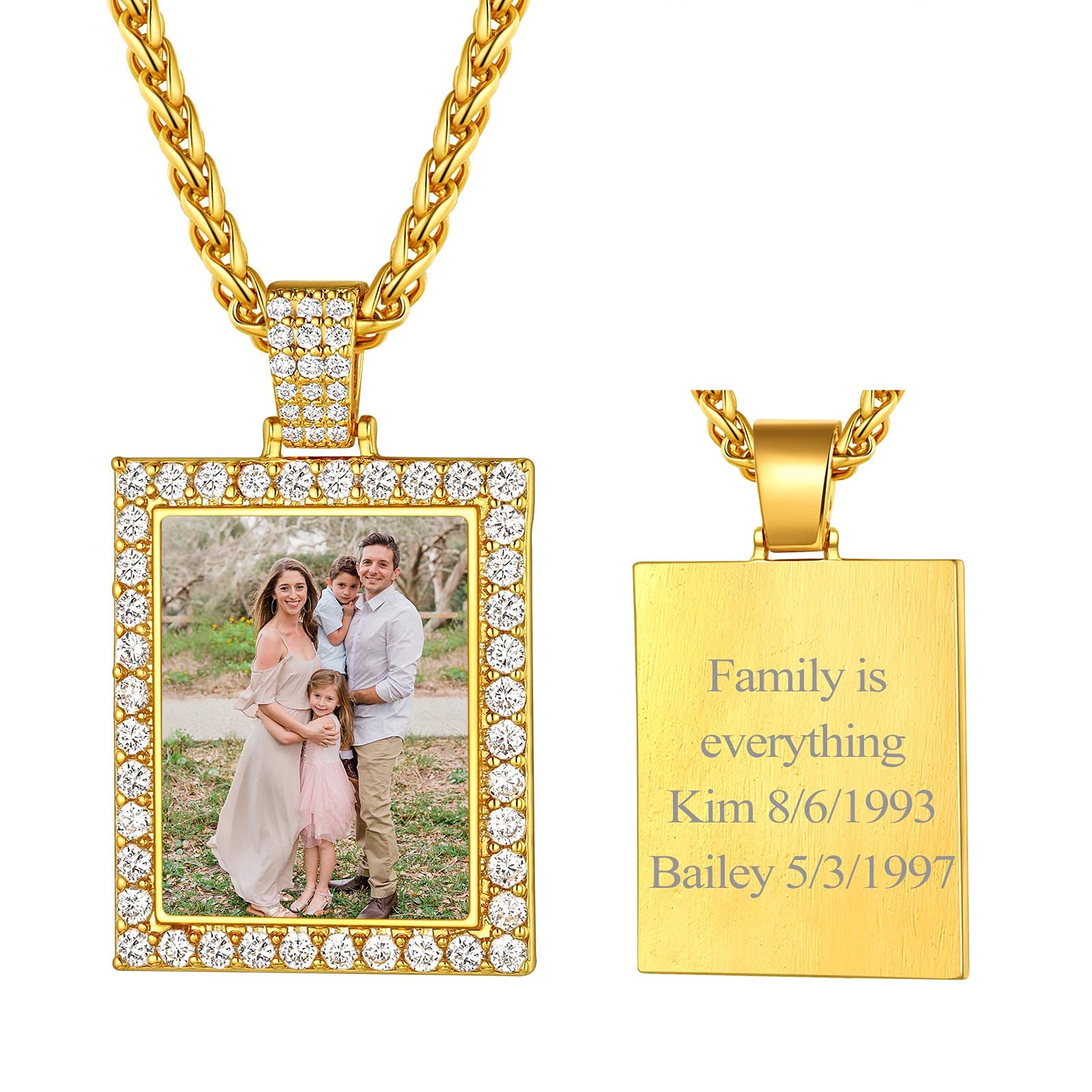 FindChic Creative Photo Necklace Personalized for Men Women Dog Tag/Square/Round/Angel Wing/Cat/Oval Shaped Stainless Steel/18K Gold Plated Picture Pendant Custom Text Memorial Jewelry, with Gift Box