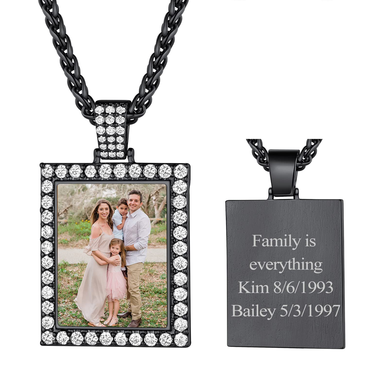 FindChic Creative Photo Necklace Personalized for Men Women Dog Tag/Square/Round/Angel Wing/Cat/Oval Shaped Stainless Steel/18K Gold Plated Picture Pendant Custom Text Memorial Jewelry, with Gift Box