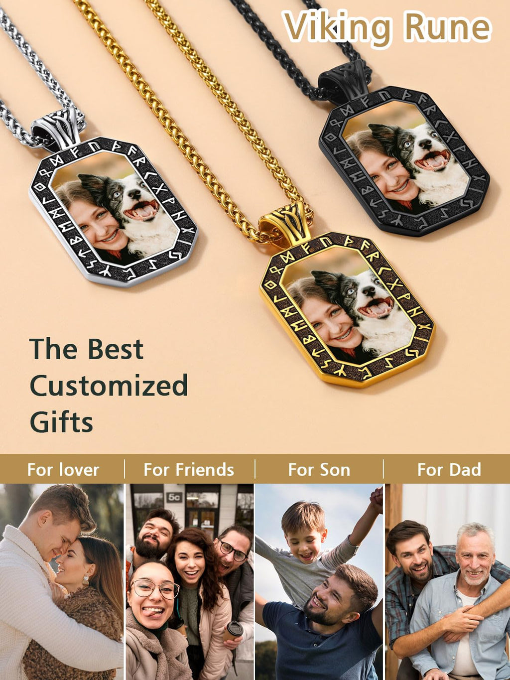 FindChic Creative Photo Necklace Personalized for Men Women Dog Tag/Square/Round/Angel Wing/Cat/Oval Shaped Stainless Steel/18K Gold Plated Picture Pendant Custom Text Memorial Jewelry, with Gift Box