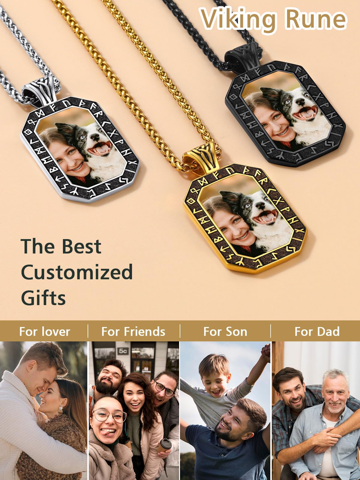 FindChic Creative Photo Necklace Personalized for Men Women Dog Tag/Square/Round/Angel Wing/Cat/Oval Shaped Stainless Steel/18K Gold Plated Picture Pendant Custom Text Memorial Jewelry, with Gift Box