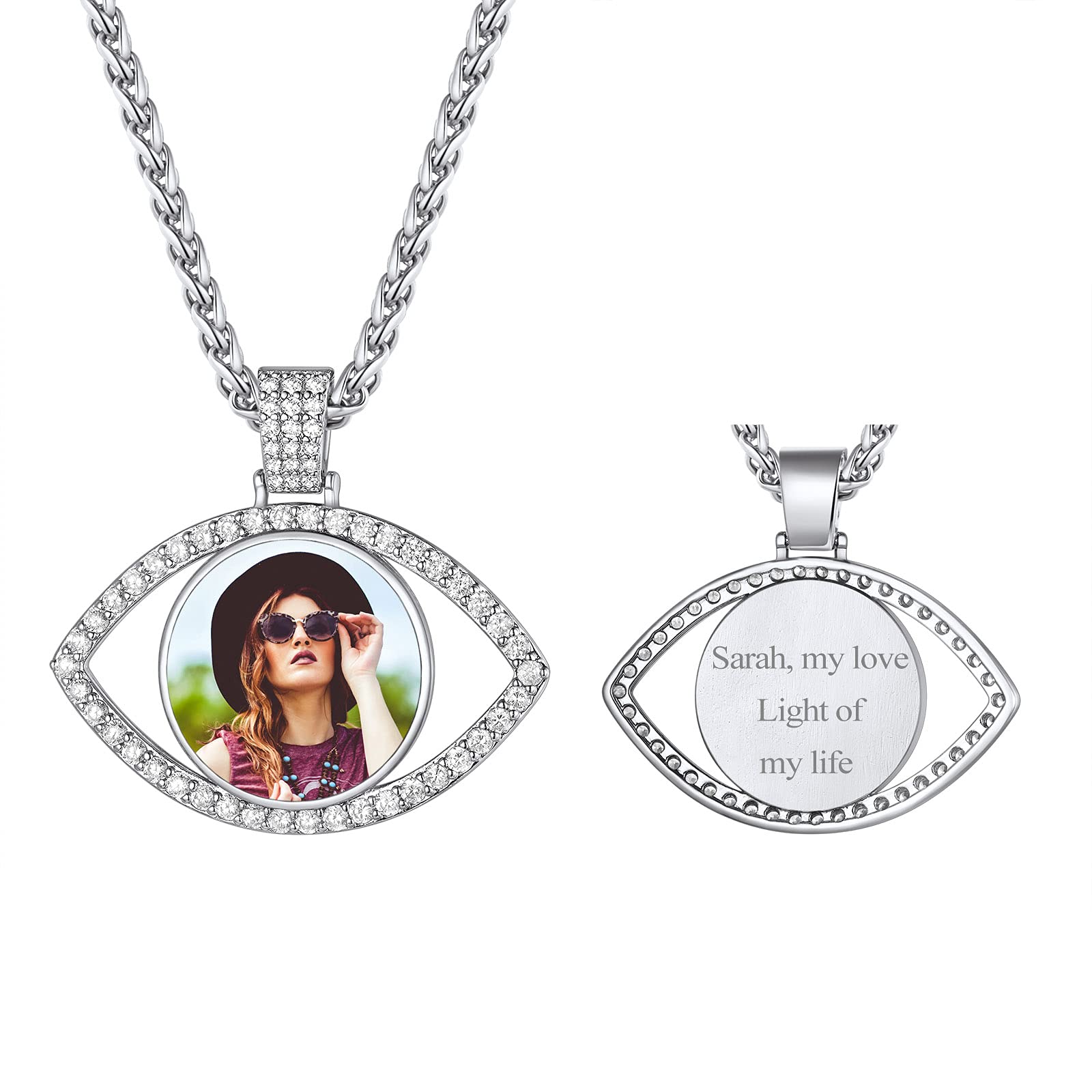 FindChic Creative Photo Necklace Personalized for Men Women Dog Tag/Square/Round/Angel Wing/Cat/Oval Shaped Stainless Steel/18K Gold Plated Picture Pendant Custom Text Memorial Jewelry, with Gift Box