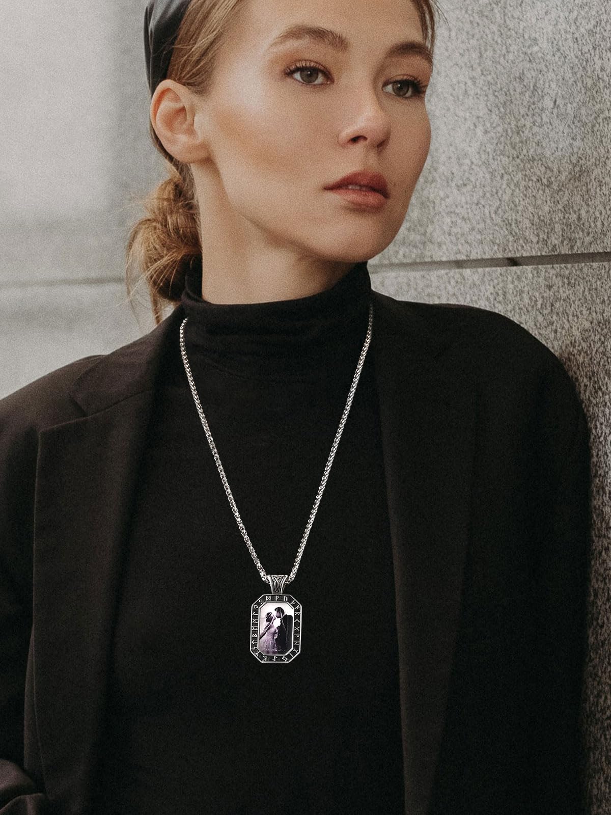 FindChic Creative Photo Necklace Personalized for Men Women Dog Tag/Square/Round/Angel Wing/Cat/Oval Shaped Stainless Steel/18K Gold Plated Picture Pendant Custom Text Memorial Jewelry, with Gift Box