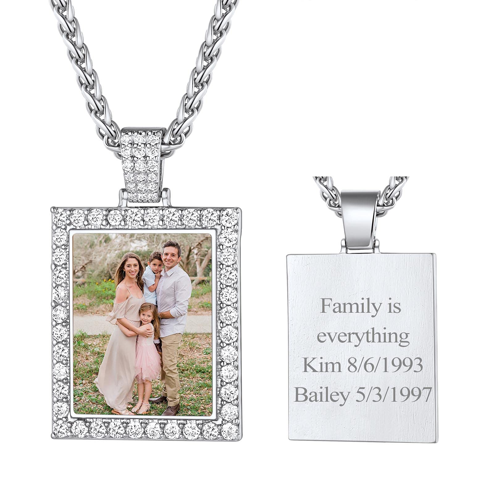 FindChic Creative Photo Necklace Personalized for Men Women Dog Tag/Square/Round/Angel Wing/Cat/Oval Shaped Stainless Steel/18K Gold Plated Picture Pendant Custom Text Memorial Jewelry, with Gift Box