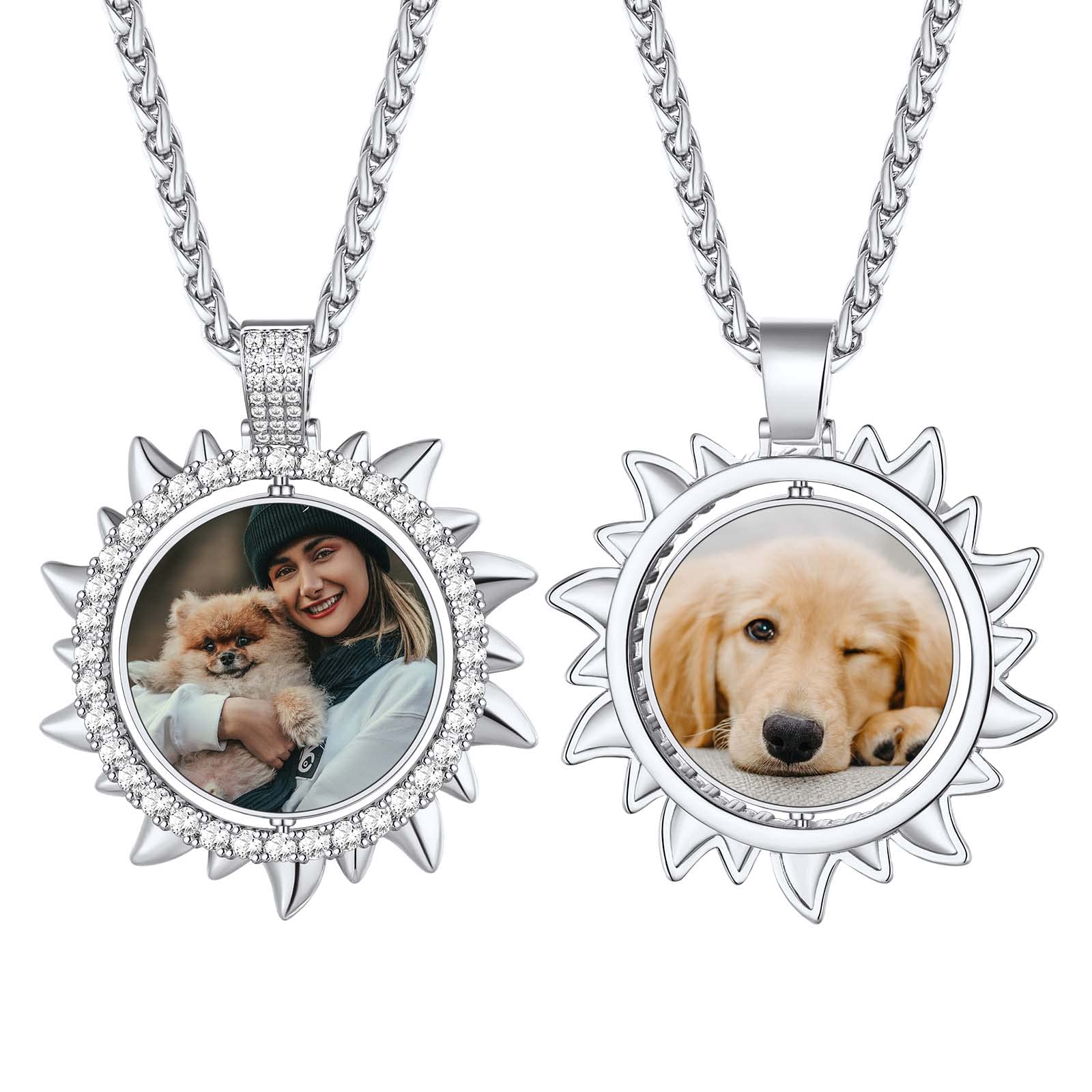 FindChic Creative Photo Necklace Personalized for Men Women Dog Tag/Square/Round/Angel Wing/Cat/Oval Shaped Stainless Steel/18K Gold Plated Picture Pendant Custom Text Memorial Jewelry, with Gift Box