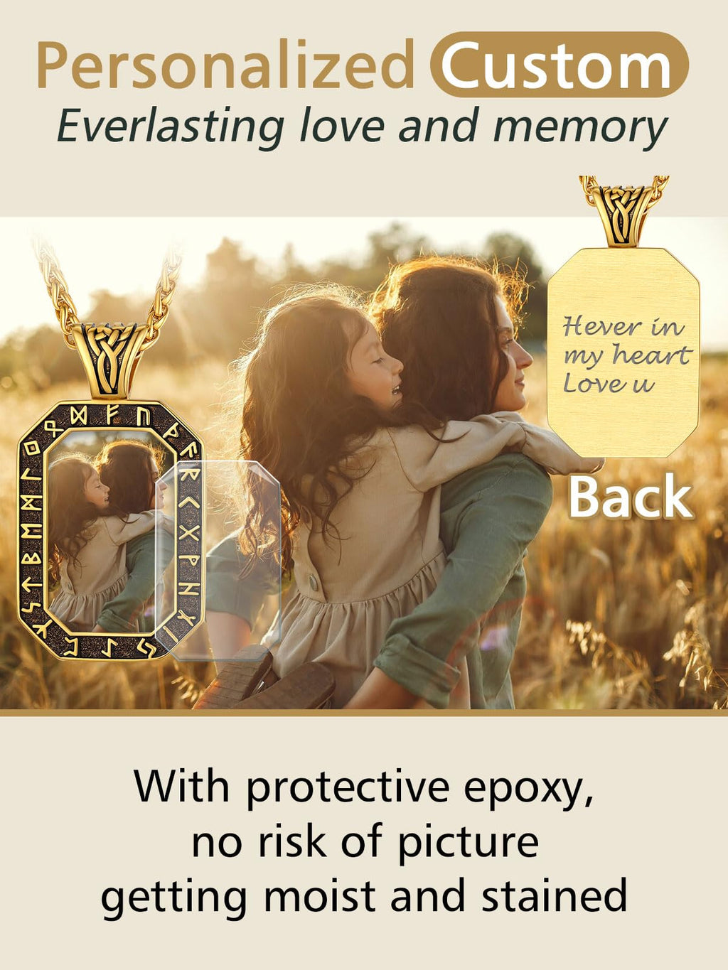 FindChic Creative Photo Necklace Personalized for Men Women Dog Tag/Square/Round/Angel Wing/Cat/Oval Shaped Stainless Steel/18K Gold Plated Picture Pendant Custom Text Memorial Jewelry, with Gift Box