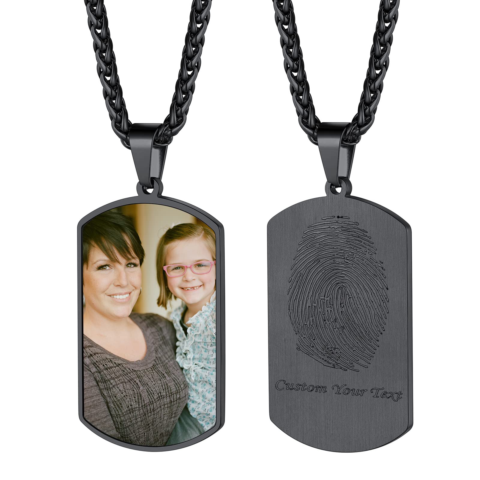 FindChic Creative Photo Necklace Personalized for Men Women Dog Tag/Square/Round/Angel Wing/Cat/Oval Shaped Stainless Steel/18K Gold Plated Picture Pendant Custom Text Memorial Jewelry, with Gift Box