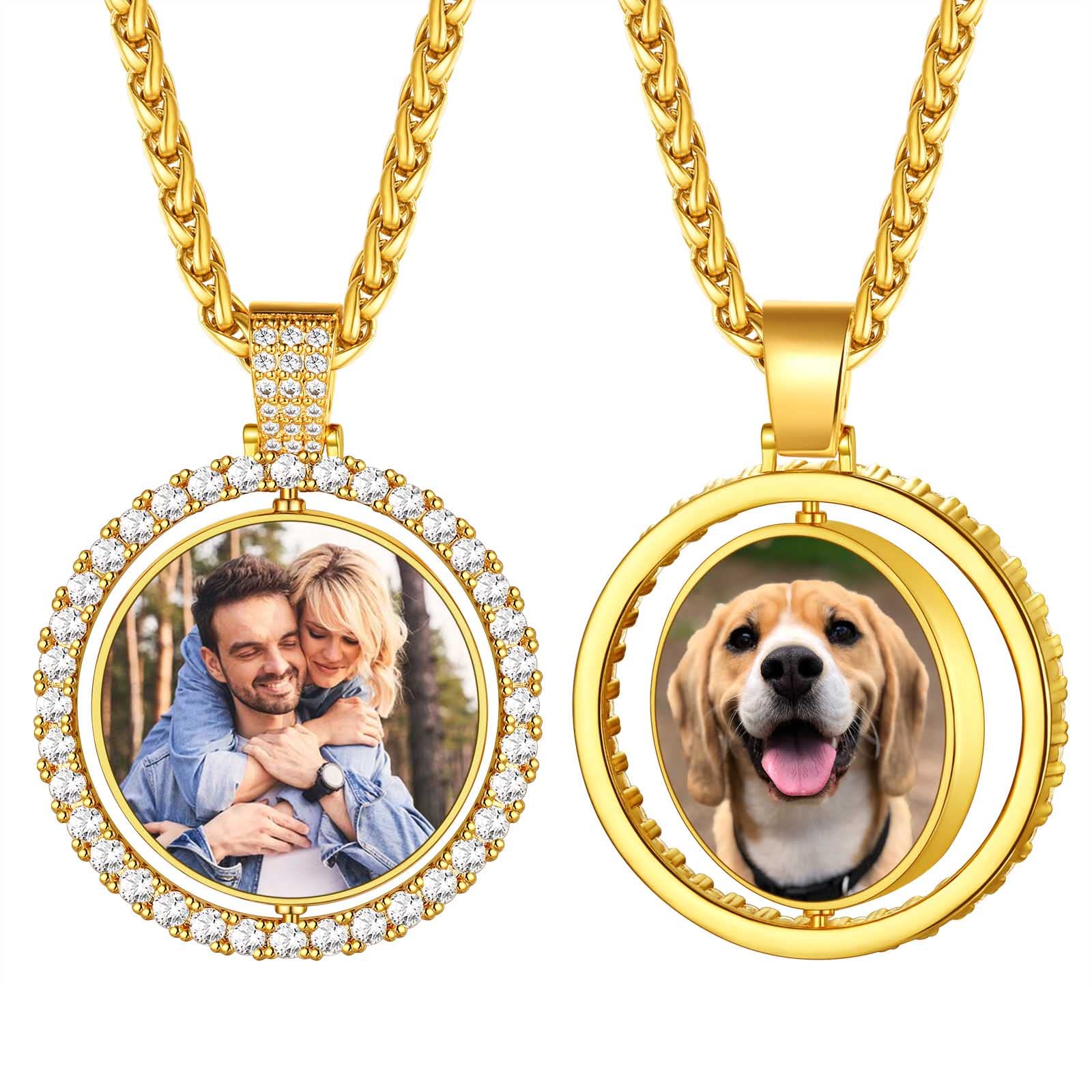 FindChic Creative Photo Necklace Personalized for Men Women Dog Tag/Square/Round/Angel Wing/Cat/Oval Shaped Stainless Steel/18K Gold Plated Picture Pendant Custom Text Memorial Jewelry, with Gift Box
