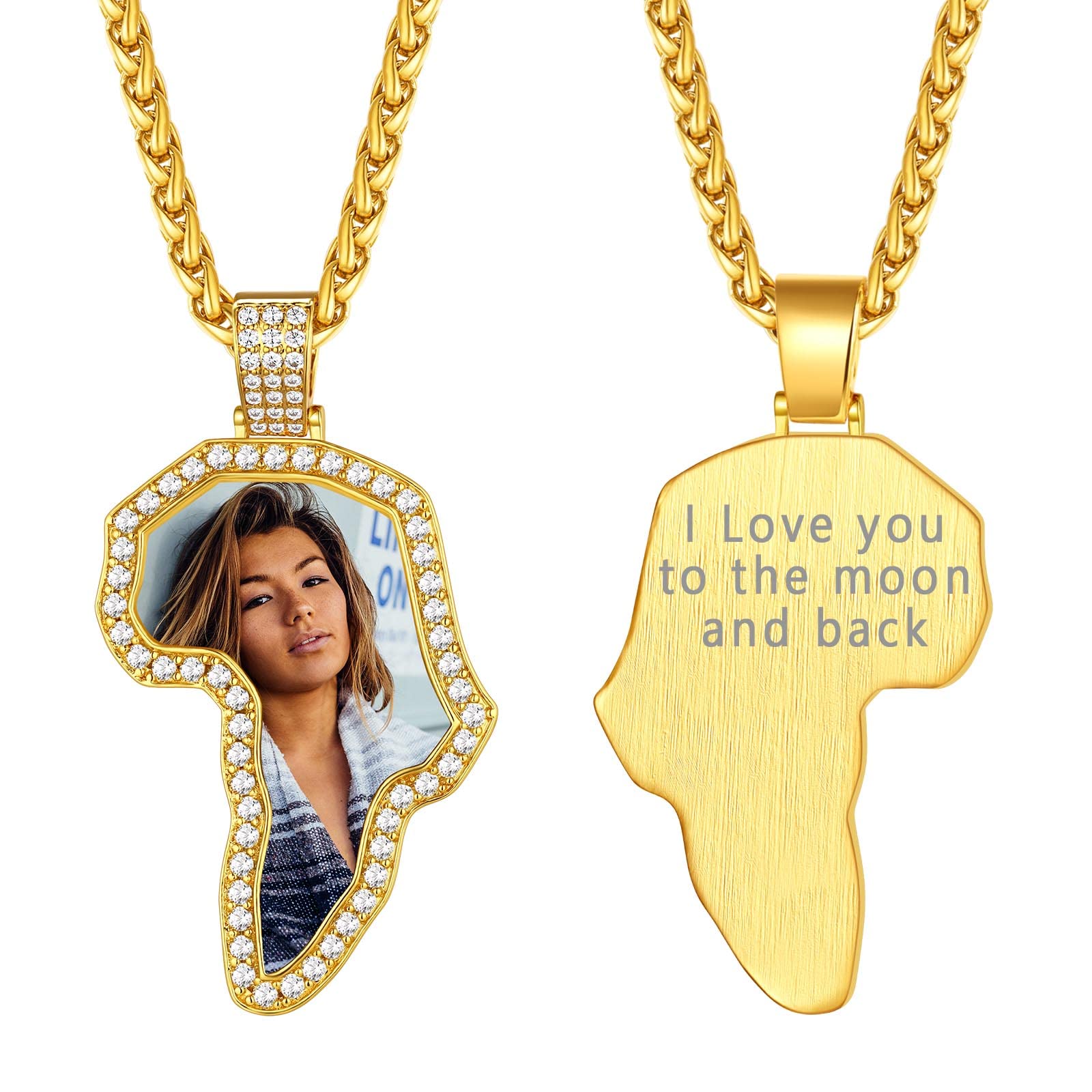FindChic Creative Photo Necklace Personalized for Men Women Dog Tag/Square/Round/Angel Wing/Cat/Oval Shaped Stainless Steel/18K Gold Plated Picture Pendant Custom Text Memorial Jewelry, with Gift Box