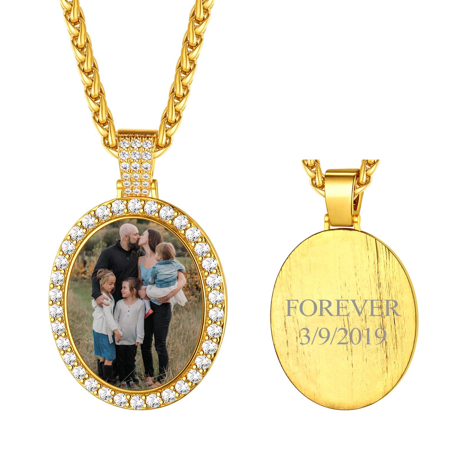 FindChic Creative Photo Necklace Personalized for Men Women Dog Tag/Square/Round/Angel Wing/Cat/Oval Shaped Stainless Steel/18K Gold Plated Picture Pendant Custom Text Memorial Jewelry, with Gift Box