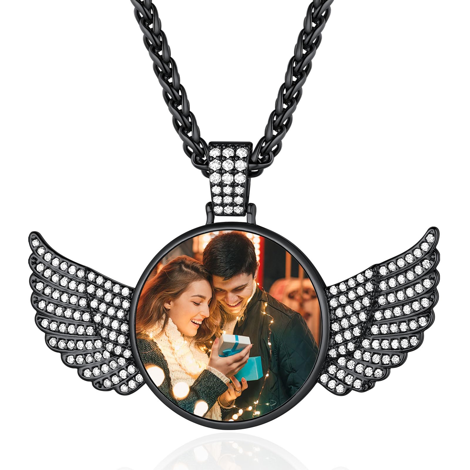 FindChic Creative Photo Necklace Personalized for Men Women Dog Tag/Square/Round/Angel Wing/Cat/Oval Shaped Stainless Steel/18K Gold Plated Picture Pendant Custom Text Memorial Jewelry, with Gift Box
