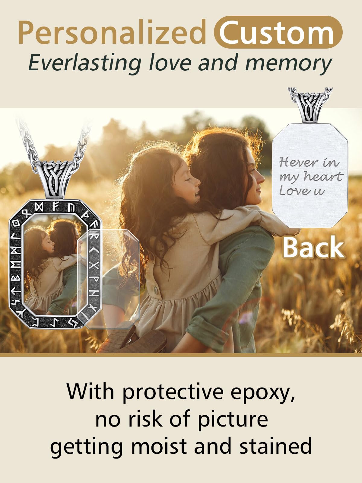FindChic Creative Photo Necklace Personalized for Men Women Dog Tag/Square/Round/Angel Wing/Cat/Oval Shaped Stainless Steel/18K Gold Plated Picture Pendant Custom Text Memorial Jewelry, with Gift Box