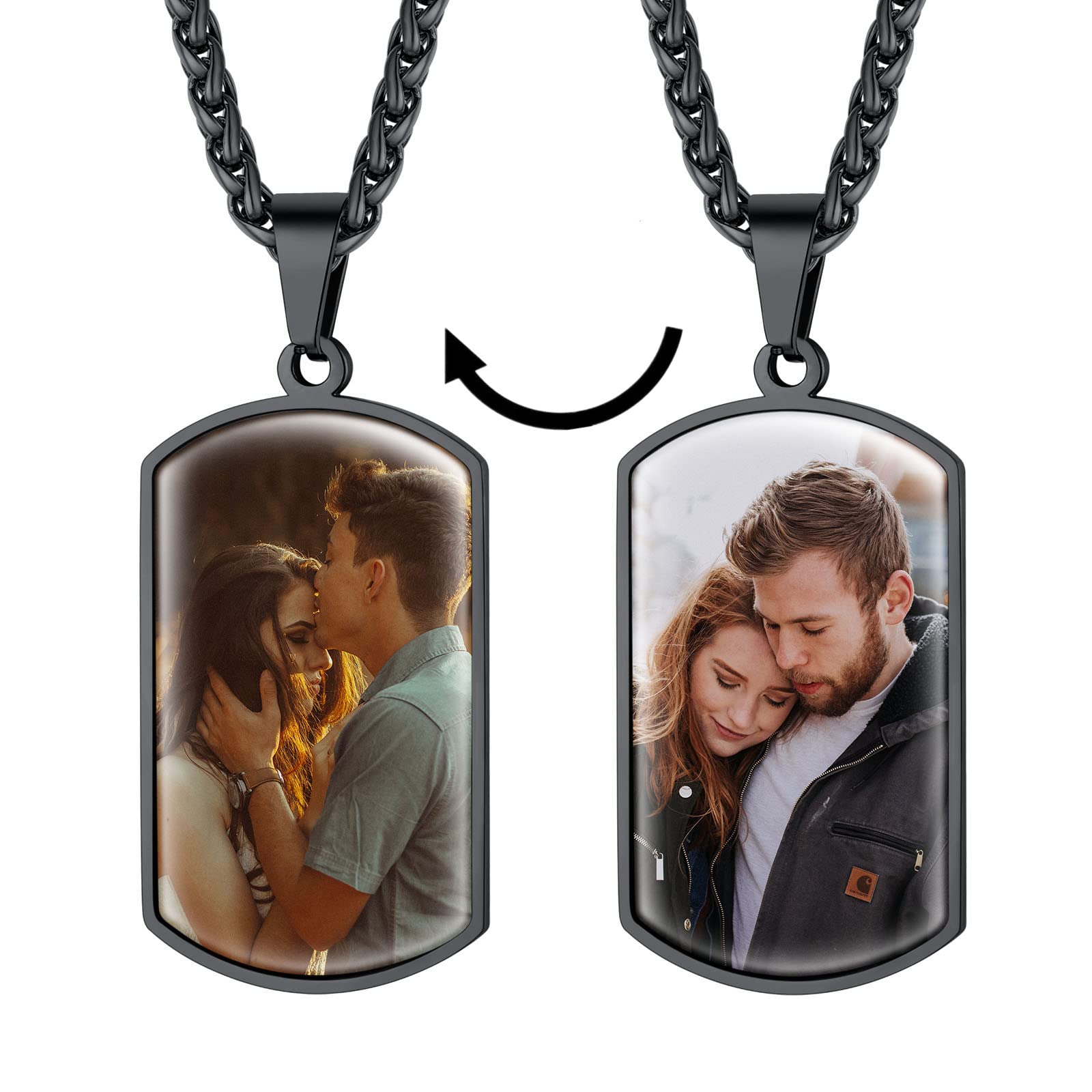 FindChic Creative Photo Necklace Personalized for Men Women Dog Tag/Square/Round/Angel Wing/Cat/Oval Shaped Stainless Steel/18K Gold Plated Picture Pendant Custom Text Memorial Jewelry, with Gift Box