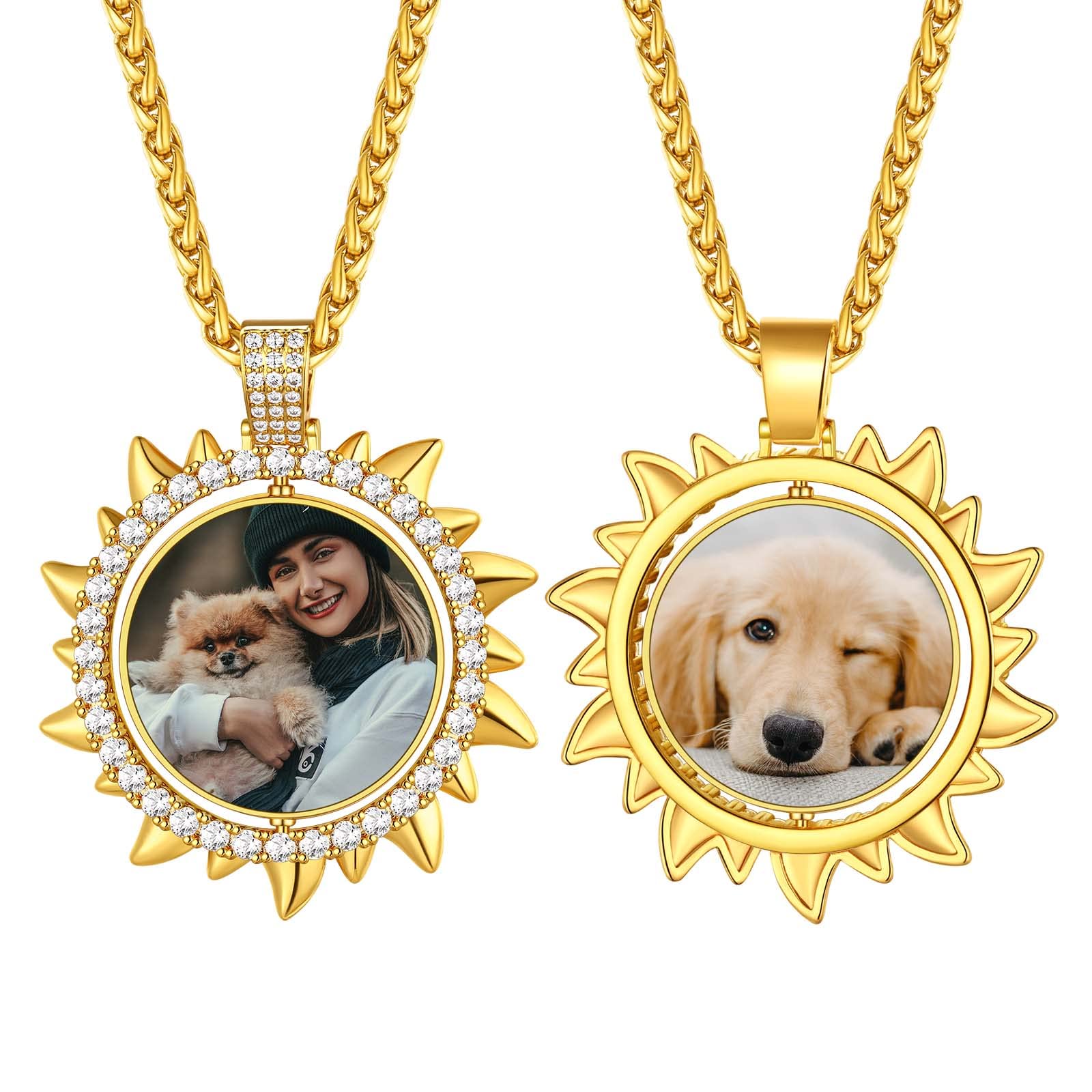 FindChic Creative Photo Necklace Personalized for Men Women Dog Tag/Square/Round/Angel Wing/Cat/Oval Shaped Stainless Steel/18K Gold Plated Picture Pendant Custom Text Memorial Jewelry, with Gift Box