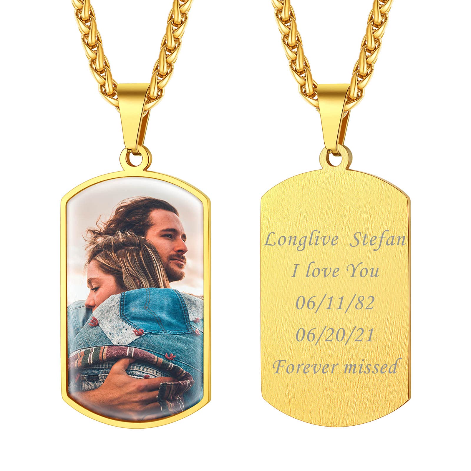 FindChic Creative Photo Necklace Personalized for Men Women Dog Tag/Square/Round/Angel Wing/Cat/Oval Shaped Stainless Steel/18K Gold Plated Picture Pendant Custom Text Memorial Jewelry, with Gift Box
