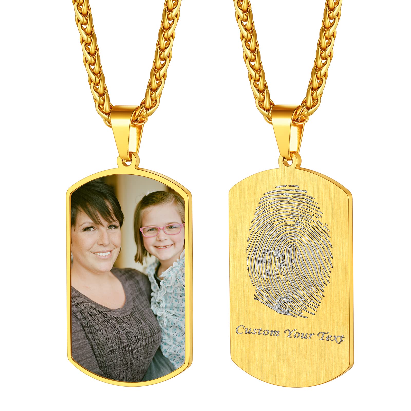 FindChic Creative Photo Necklace Personalized for Men Women Dog Tag/Square/Round/Angel Wing/Cat/Oval Shaped Stainless Steel/18K Gold Plated Picture Pendant Custom Text Memorial Jewelry, with Gift Box
