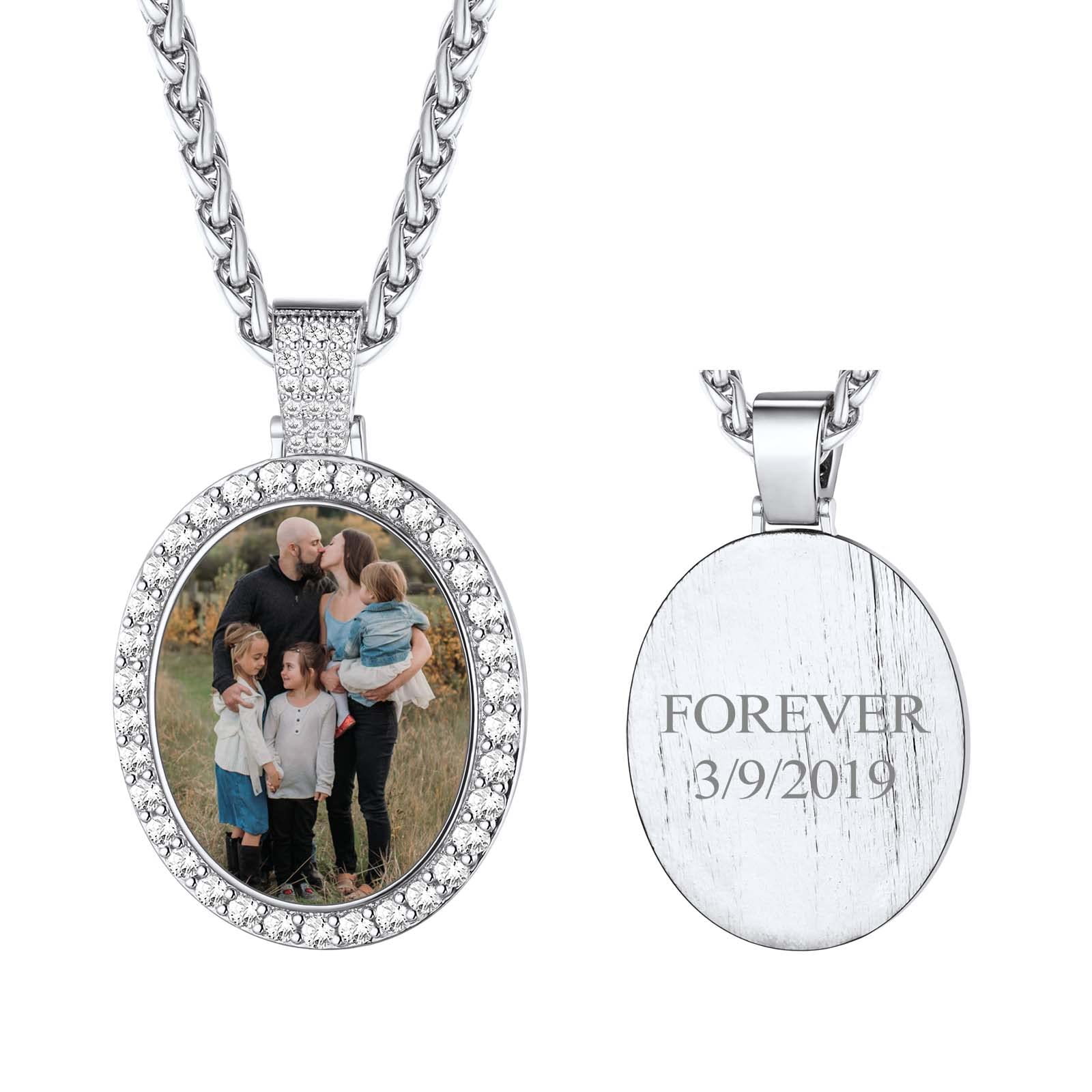 FindChic Creative Photo Necklace Personalized for Men Women Dog Tag/Square/Round/Angel Wing/Cat/Oval Shaped Stainless Steel/18K Gold Plated Picture Pendant Custom Text Memorial Jewelry, with Gift Box