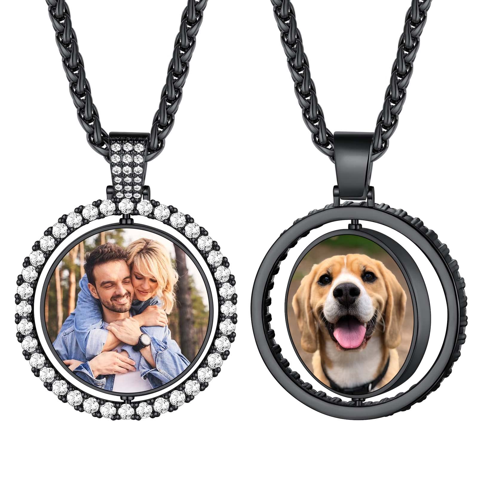 FindChic Creative Photo Necklace Personalized for Men Women Dog Tag/Square/Round/Angel Wing/Cat/Oval Shaped Stainless Steel/18K Gold Plated Picture Pendant Custom Text Memorial Jewelry, with Gift Box