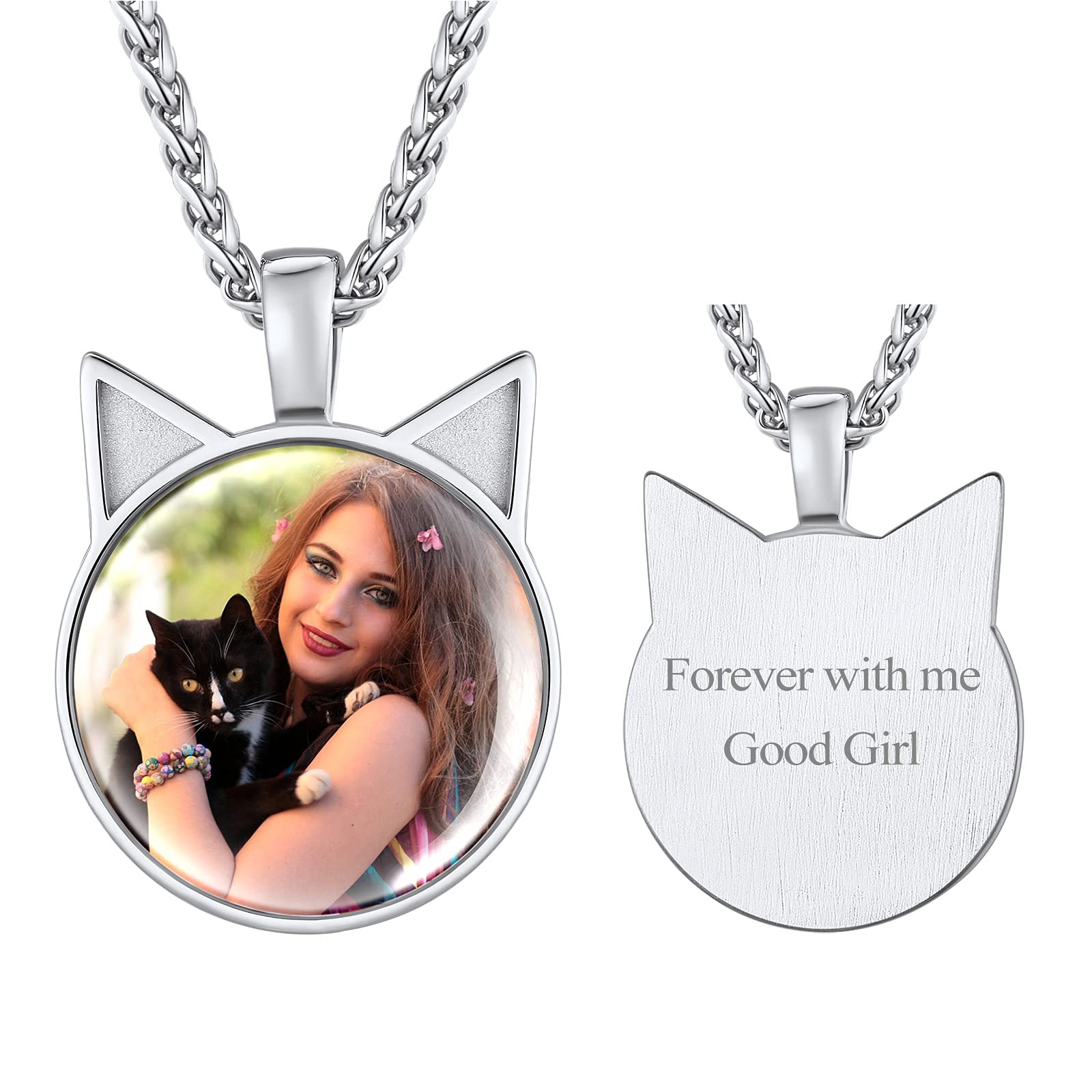 FindChic Creative Photo Necklace Personalized for Men Women Dog Tag/Square/Round/Angel Wing/Cat/Oval Shaped Stainless Steel/18K Gold Plated Picture Pendant Custom Text Memorial Jewelry, with Gift Box