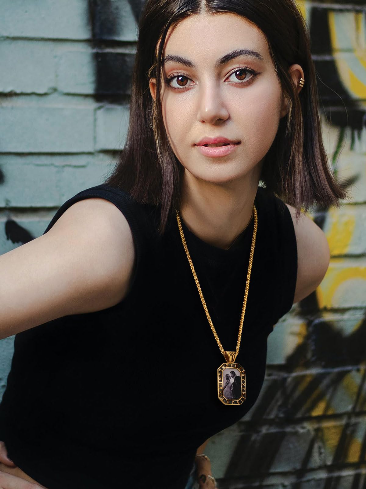 FindChic Creative Photo Necklace Personalized for Men Women Dog Tag/Square/Round/Angel Wing/Cat/Oval Shaped Stainless Steel/18K Gold Plated Picture Pendant Custom Text Memorial Jewelry, with Gift Box