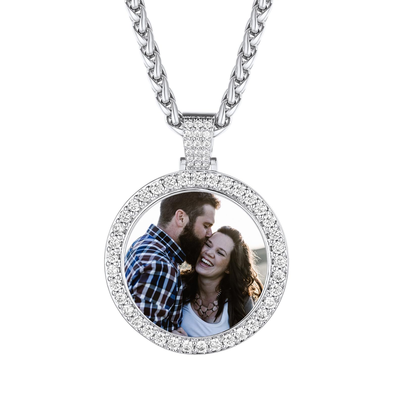 FindChic Creative Photo Necklace Personalized for Men Women Dog Tag/Square/Round/Angel Wing/Cat/Oval Shaped Stainless Steel/18K Gold Plated Picture Pendant Custom Text Memorial Jewelry, with Gift Box