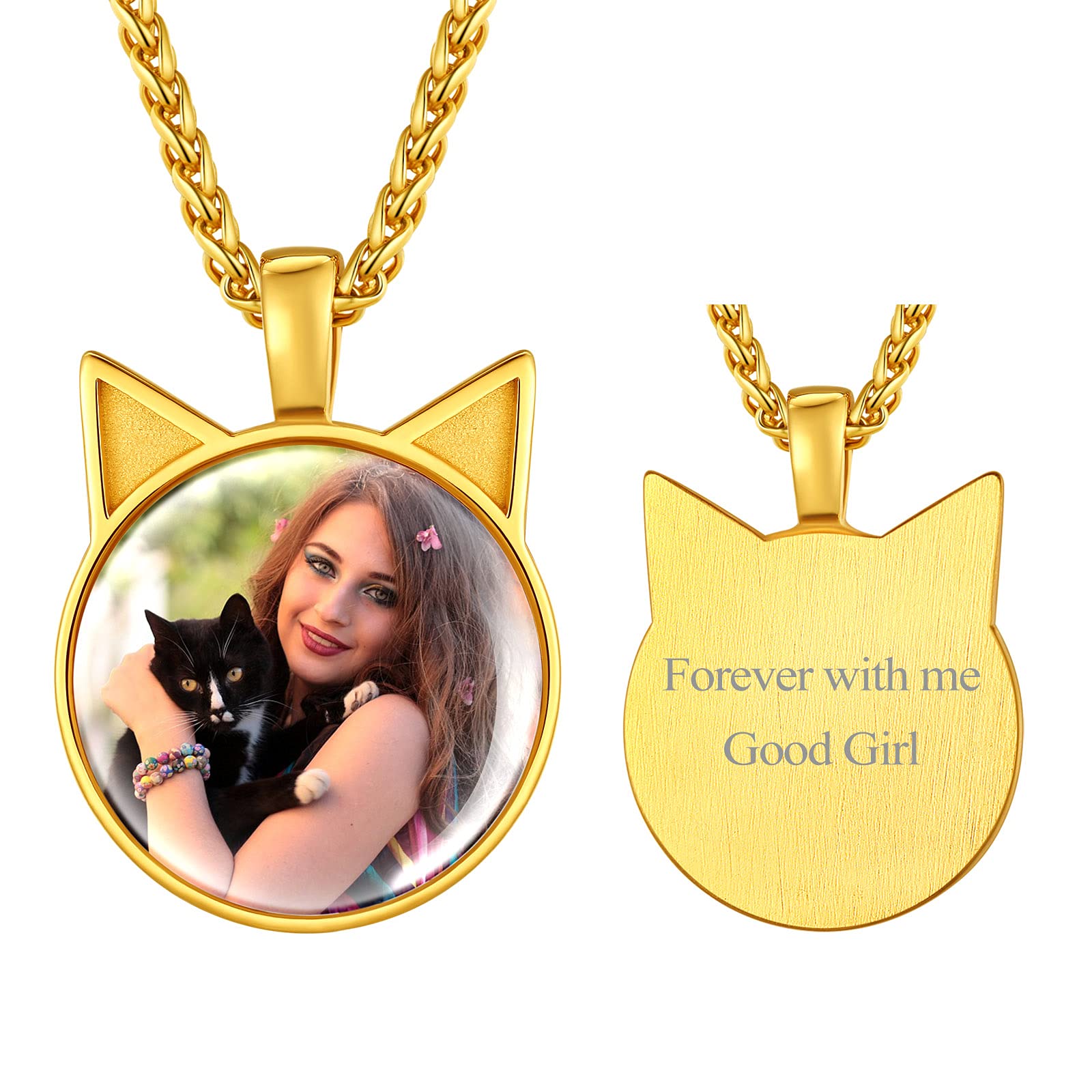 FindChic Creative Photo Necklace Personalized for Men Women Dog Tag/Square/Round/Angel Wing/Cat/Oval Shaped Stainless Steel/18K Gold Plated Picture Pendant Custom Text Memorial Jewelry, with Gift Box