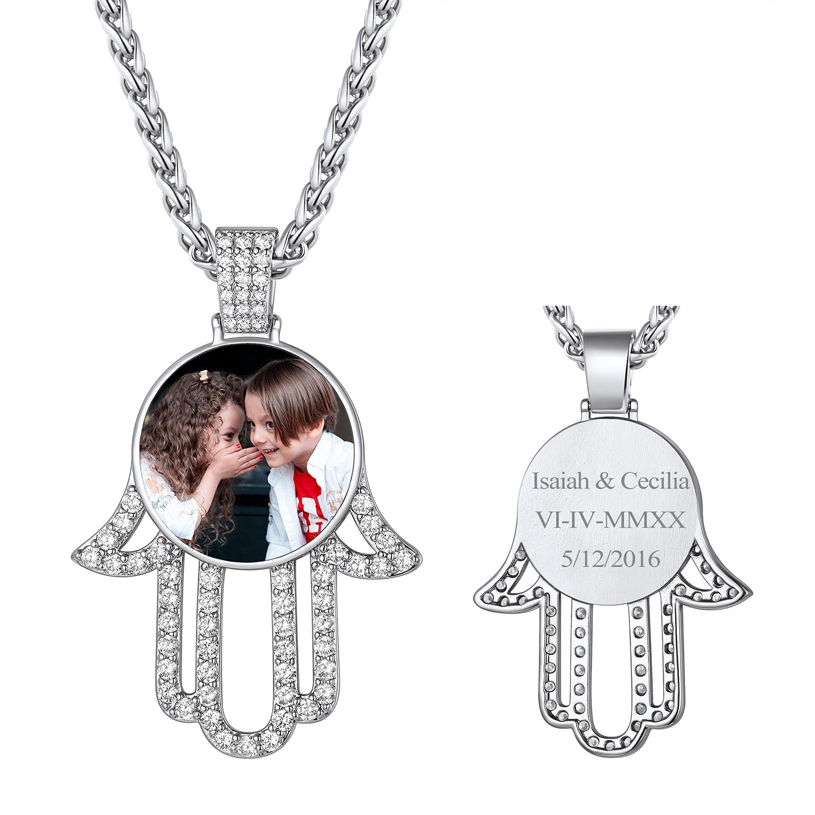 FindChic Creative Photo Necklace Personalized for Men Women Dog Tag/Square/Round/Angel Wing/Cat/Oval Shaped Stainless Steel/18K Gold Plated Picture Pendant Custom Text Memorial Jewelry, with Gift Box