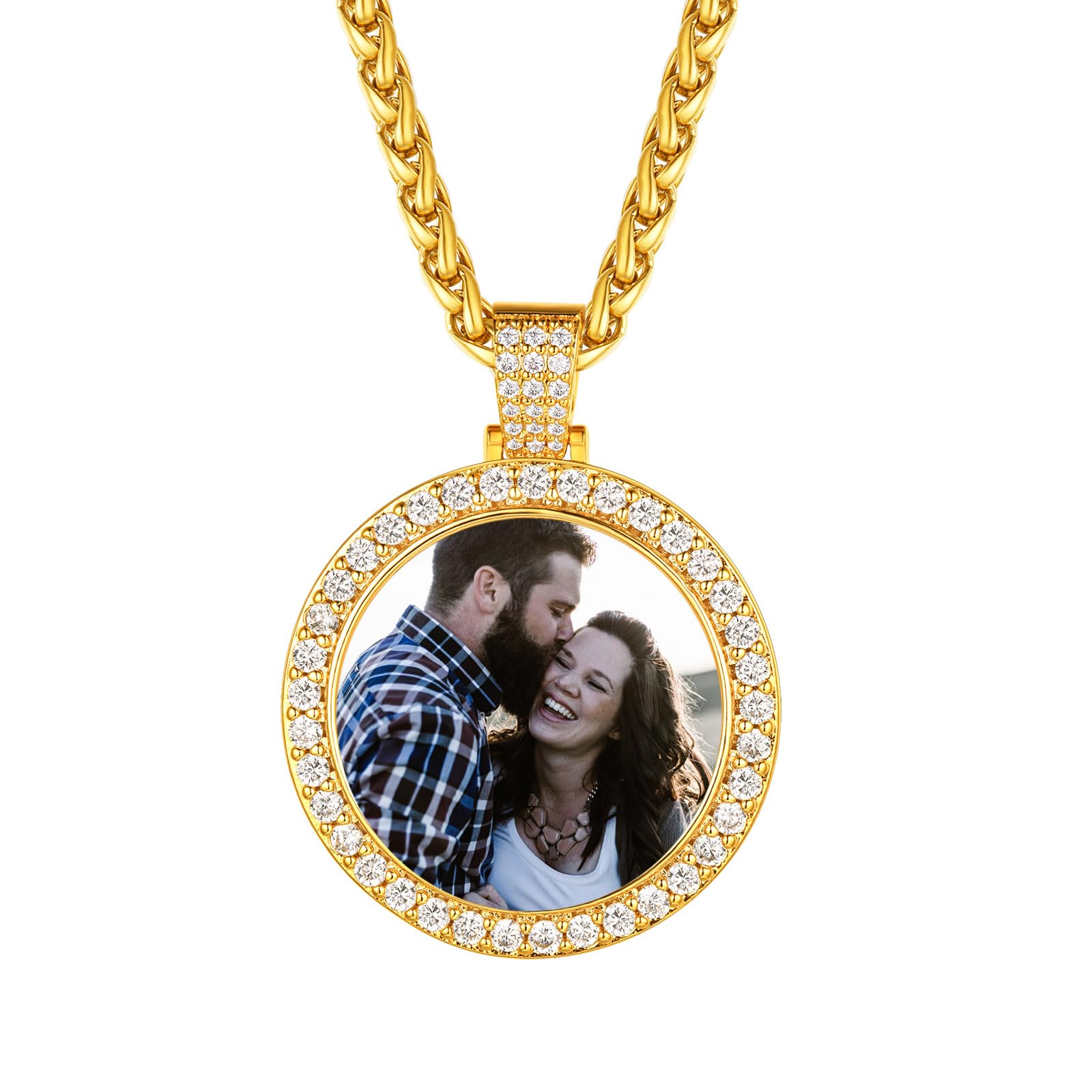 FindChic Creative Photo Necklace Personalized for Men Women Dog Tag/Square/Round/Angel Wing/Cat/Oval Shaped Stainless Steel/18K Gold Plated Picture Pendant Custom Text Memorial Jewelry, with Gift Box