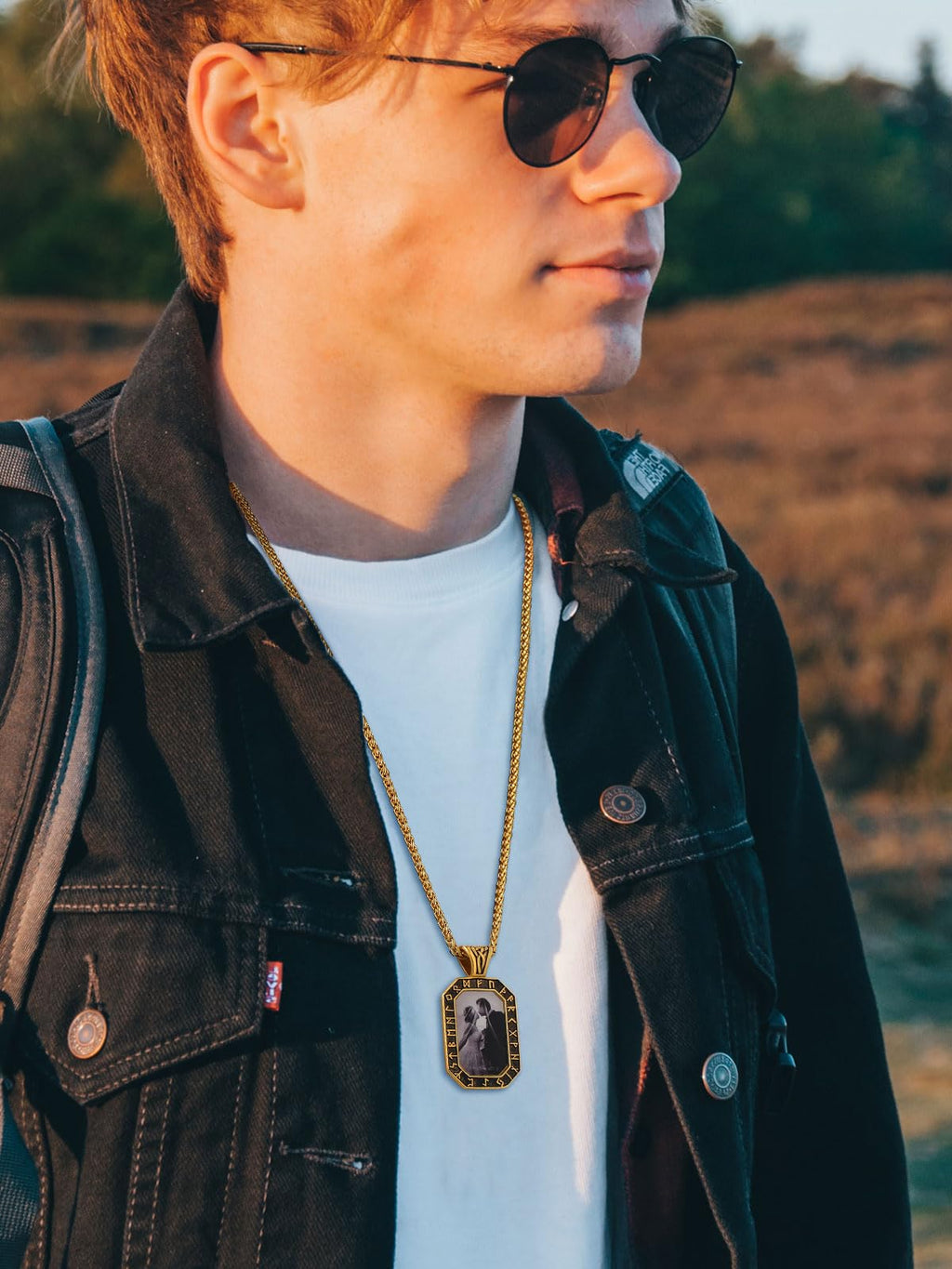 FindChic Creative Photo Necklace Personalized for Men Women Dog Tag/Square/Round/Angel Wing/Cat/Oval Shaped Stainless Steel/18K Gold Plated Picture Pendant Custom Text Memorial Jewelry, with Gift Box