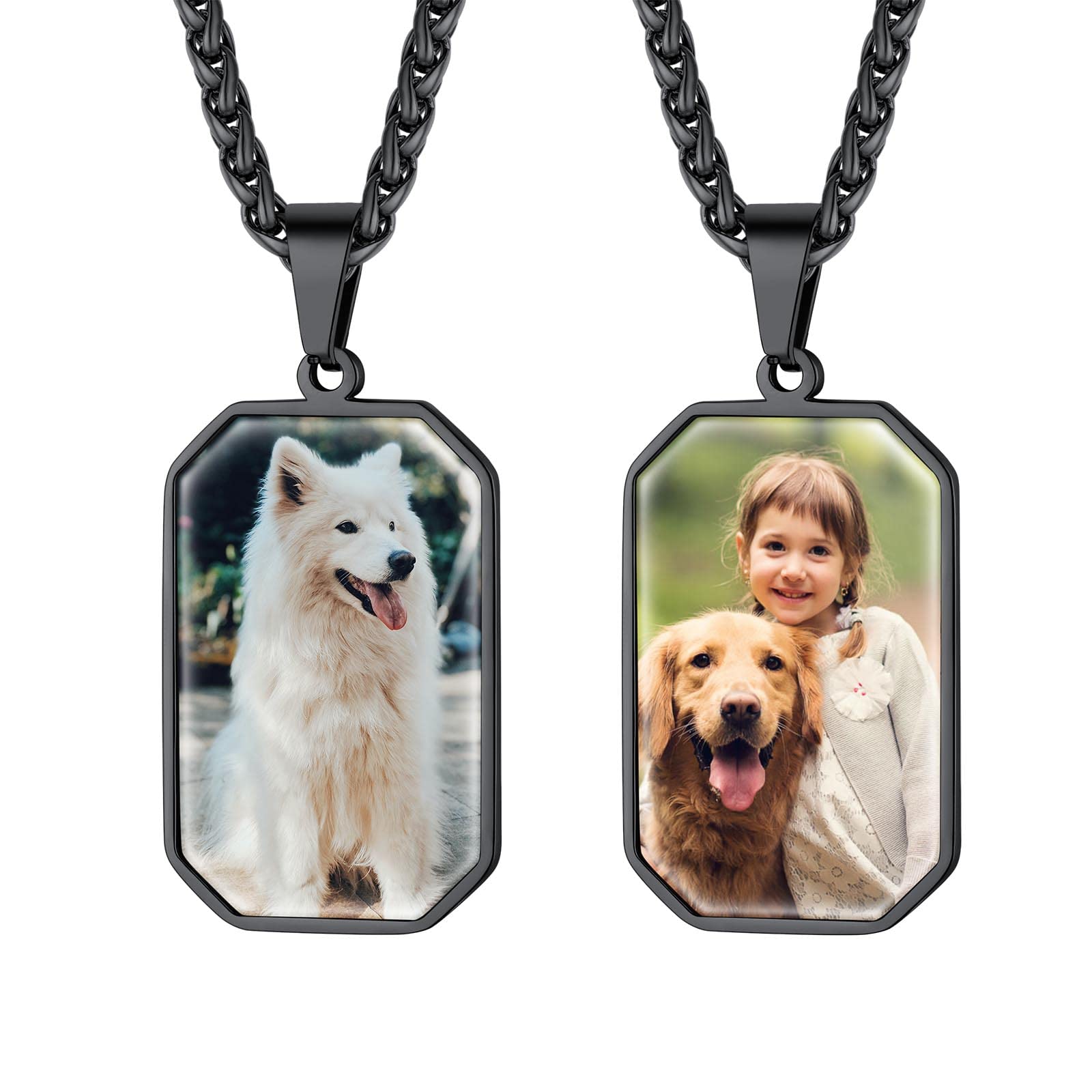 FindChic Creative Photo Necklace Personalized for Men Women Dog Tag/Square/Round/Angel Wing/Cat/Oval Shaped Stainless Steel/18K Gold Plated Picture Pendant Custom Text Memorial Jewelry, with Gift Box