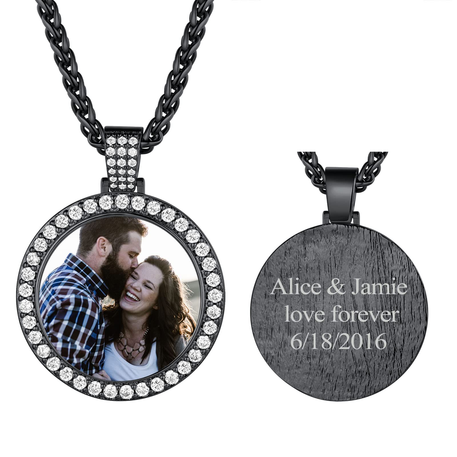 FindChic Creative Photo Necklace Personalized for Men Women Dog Tag/Square/Round/Angel Wing/Cat/Oval Shaped Stainless Steel/18K Gold Plated Picture Pendant Custom Text Memorial Jewelry, with Gift Box