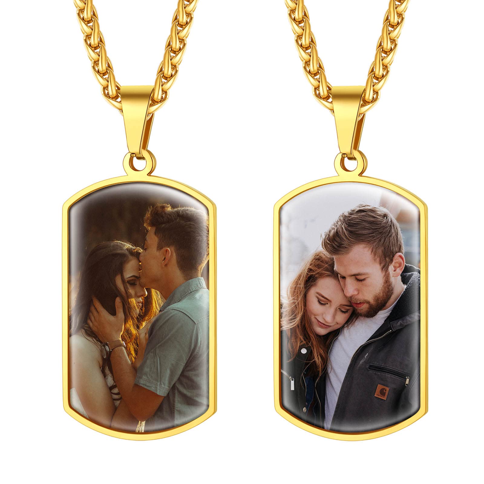 FindChic Creative Photo Necklace Personalized for Men Women Dog Tag/Square/Round/Angel Wing/Cat/Oval Shaped Stainless Steel/18K Gold Plated Picture Pendant Custom Text Memorial Jewelry, with Gift Box