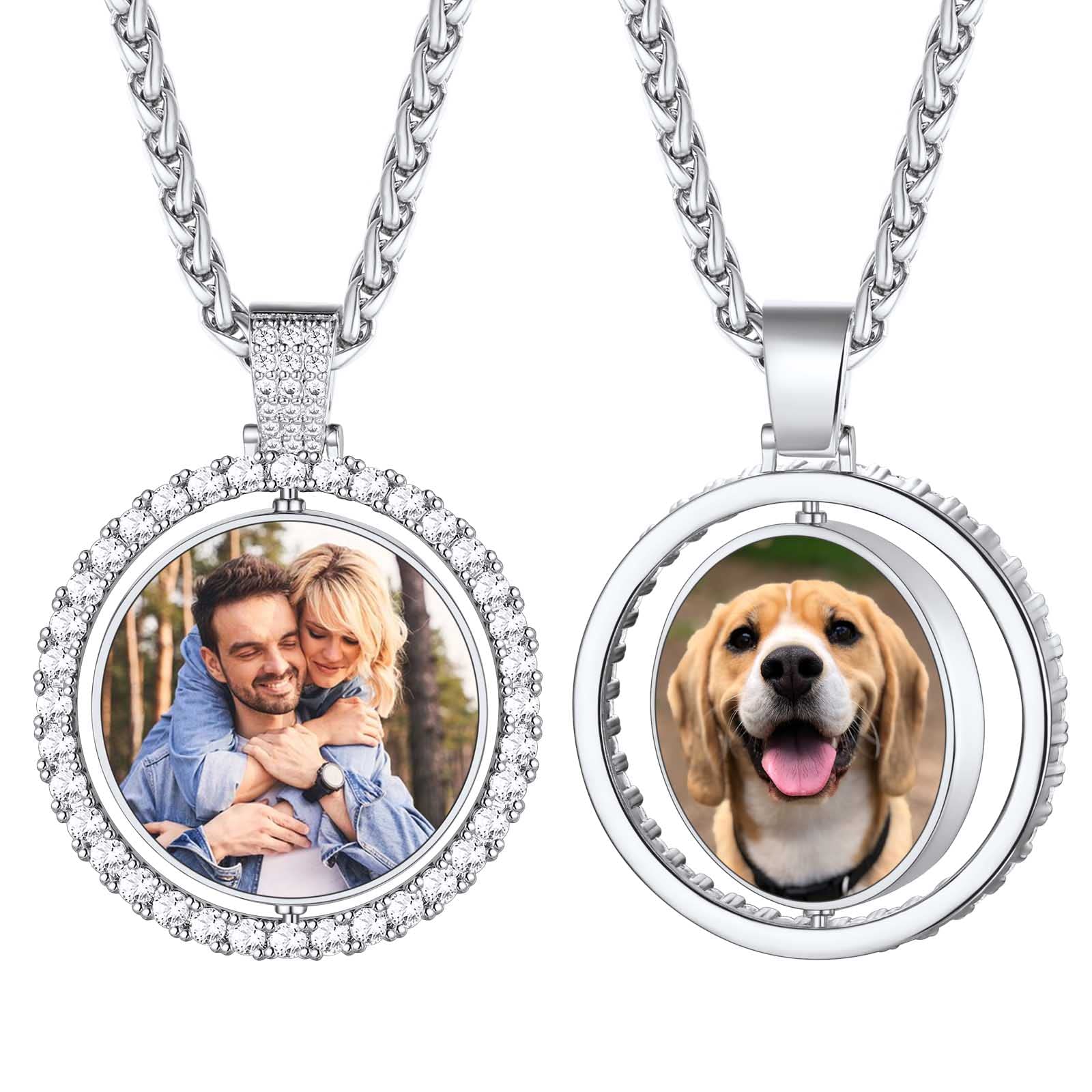 FindChic Creative Photo Necklace Personalized for Men Women Dog Tag/Square/Round/Angel Wing/Cat/Oval Shaped Stainless Steel/18K Gold Plated Picture Pendant Custom Text Memorial Jewelry, with Gift Box