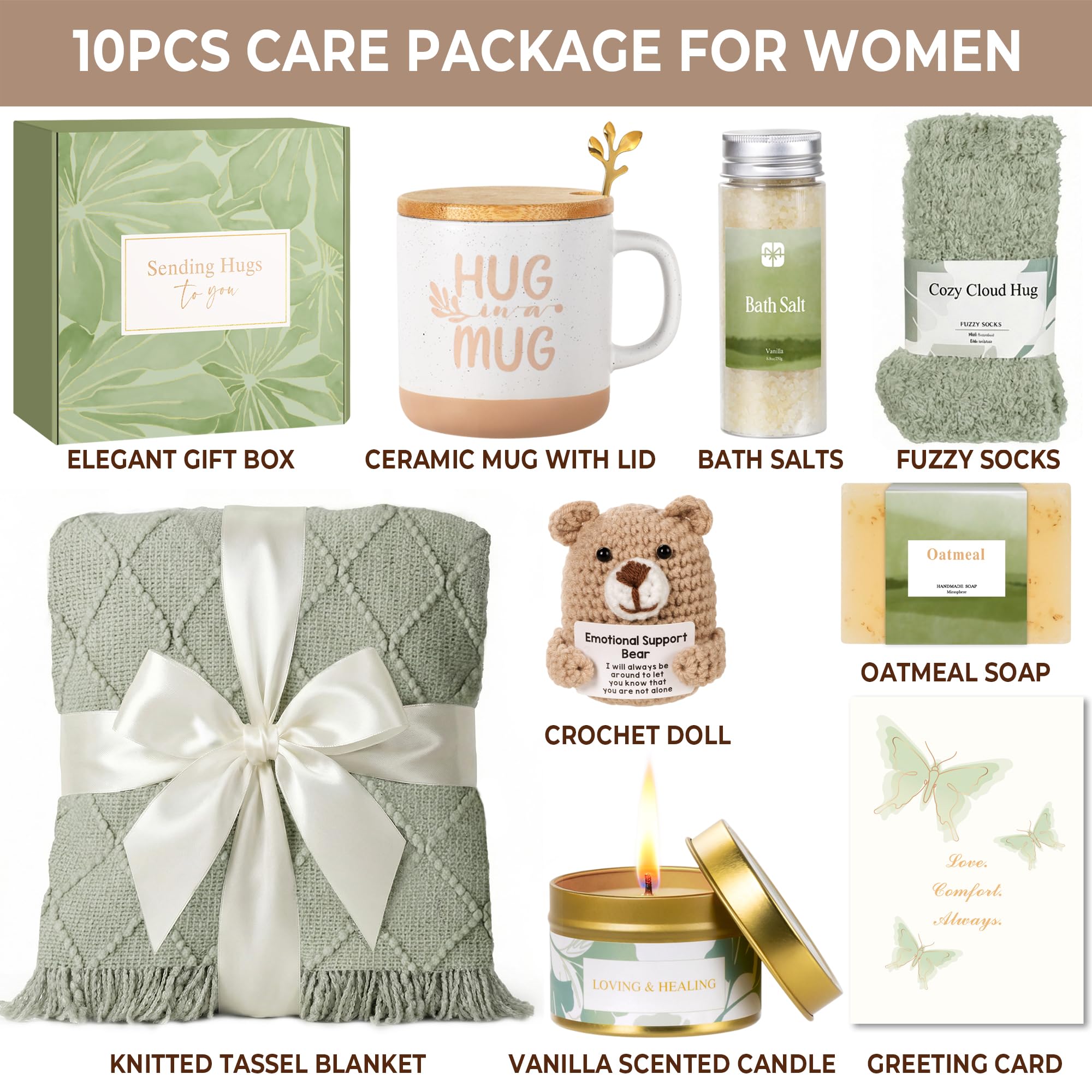 Sympathy Gift Baskets for Loss of Loved One - Bereavement Grief Condolences Gifts for Loss of Mother Father Husband - Miscarriage Care Package for Women Hug in a Box Memorial Gifts for Loss of Mom Dad