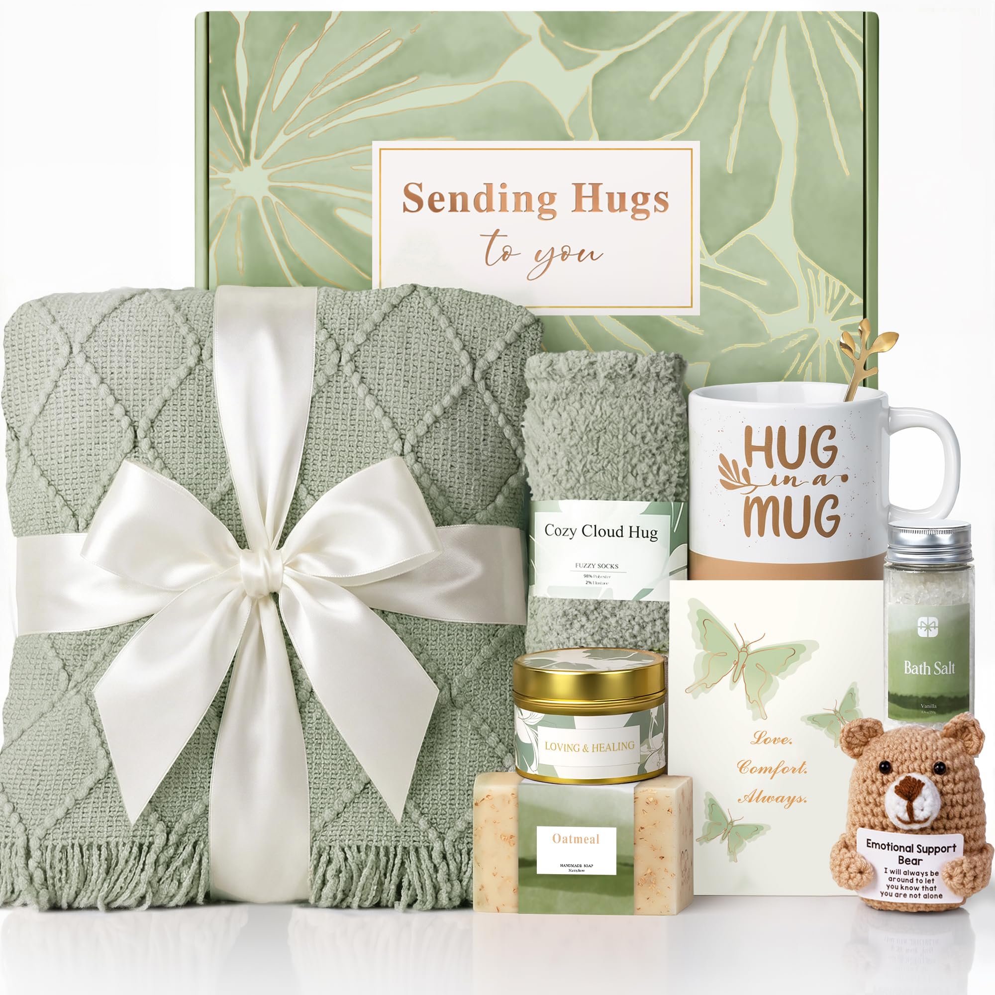Sympathy Gift Baskets for Loss of Loved One - Bereavement Grief Condolences Gifts for Loss of Mother Father Husband - Miscarriage Care Package for Women Hug in a Box Memorial Gifts for Loss of Mom Dad