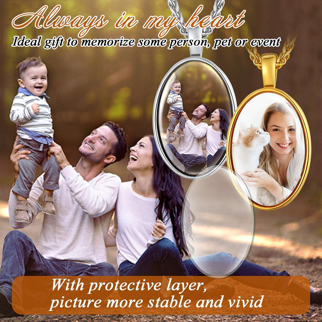 FindChic Creative Photo Necklace Personalized for Men Women Dog Tag/Square/Round/Angel Wing/Cat/Oval Shaped Stainless Steel/18K Gold Plated Picture Pendant Custom Text Memorial Jewelry, with Gift Box