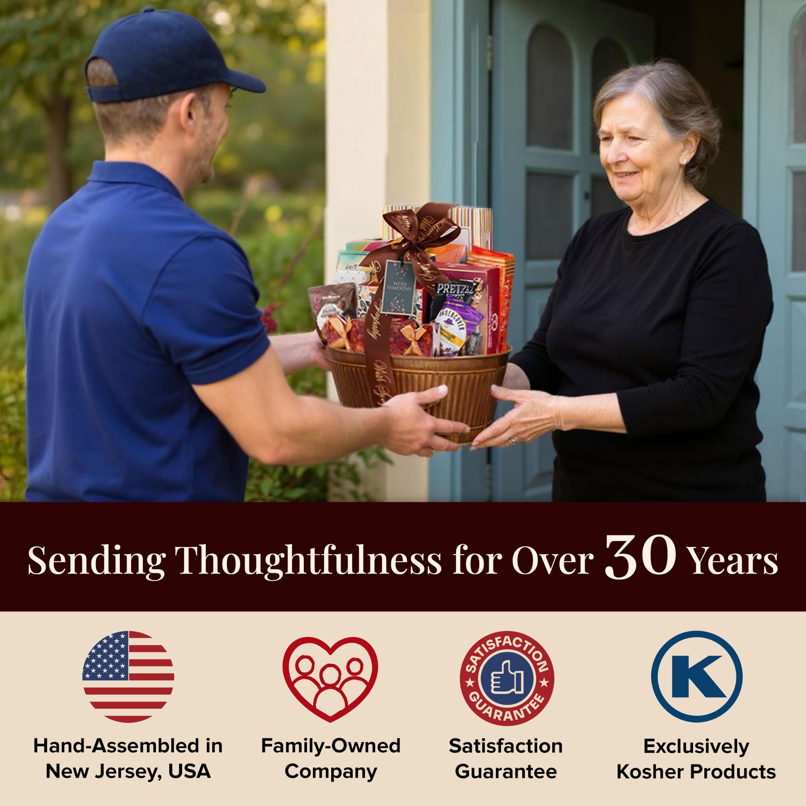 Broadway Basketeers Sympathy Basket – Condolence & Shiva Gift with Gourmet Snacks, Kosher